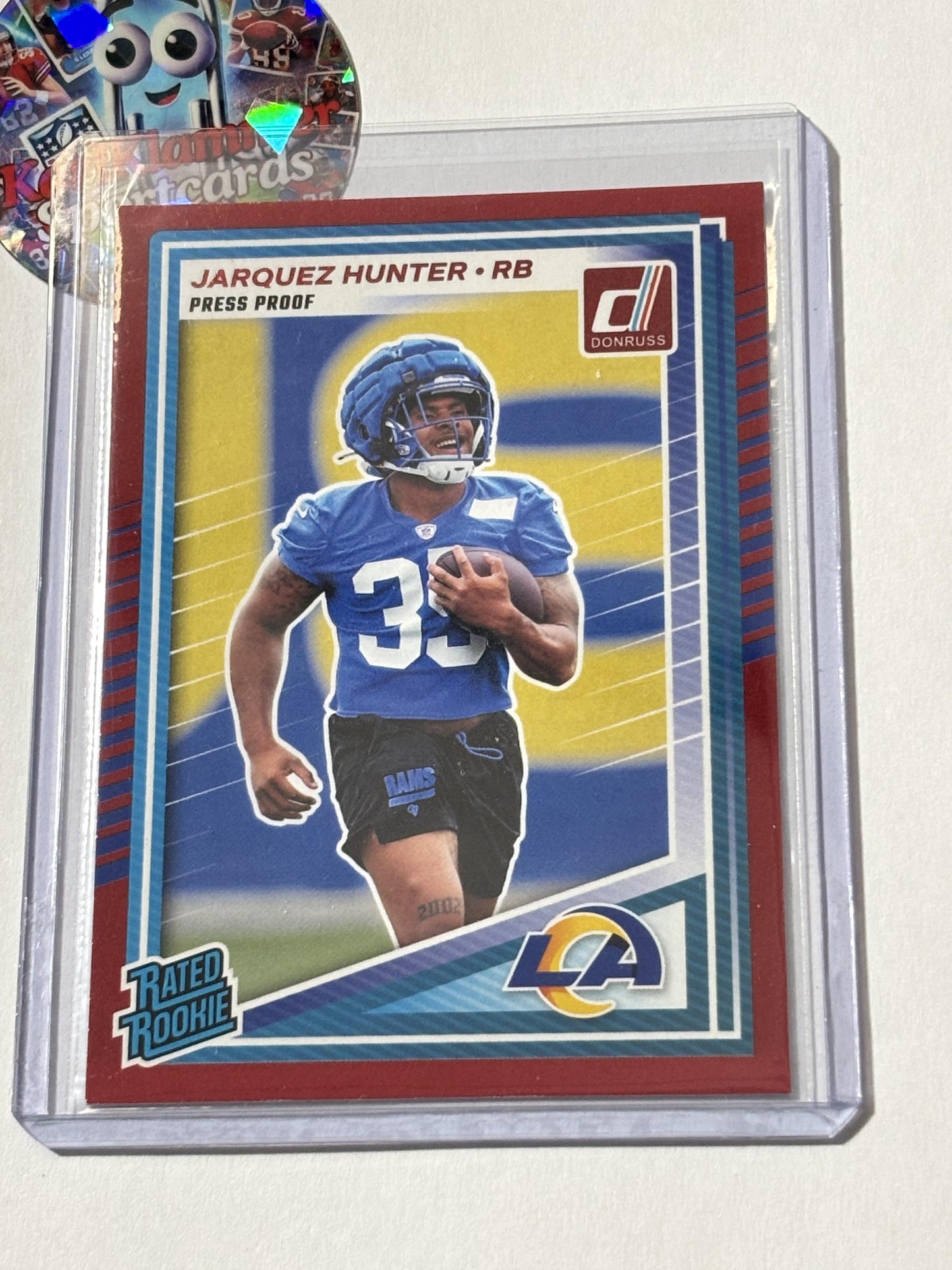 2025 Donruss #352 Jarquez Hunter Press Proofs Purple Los Angeles Rams RC