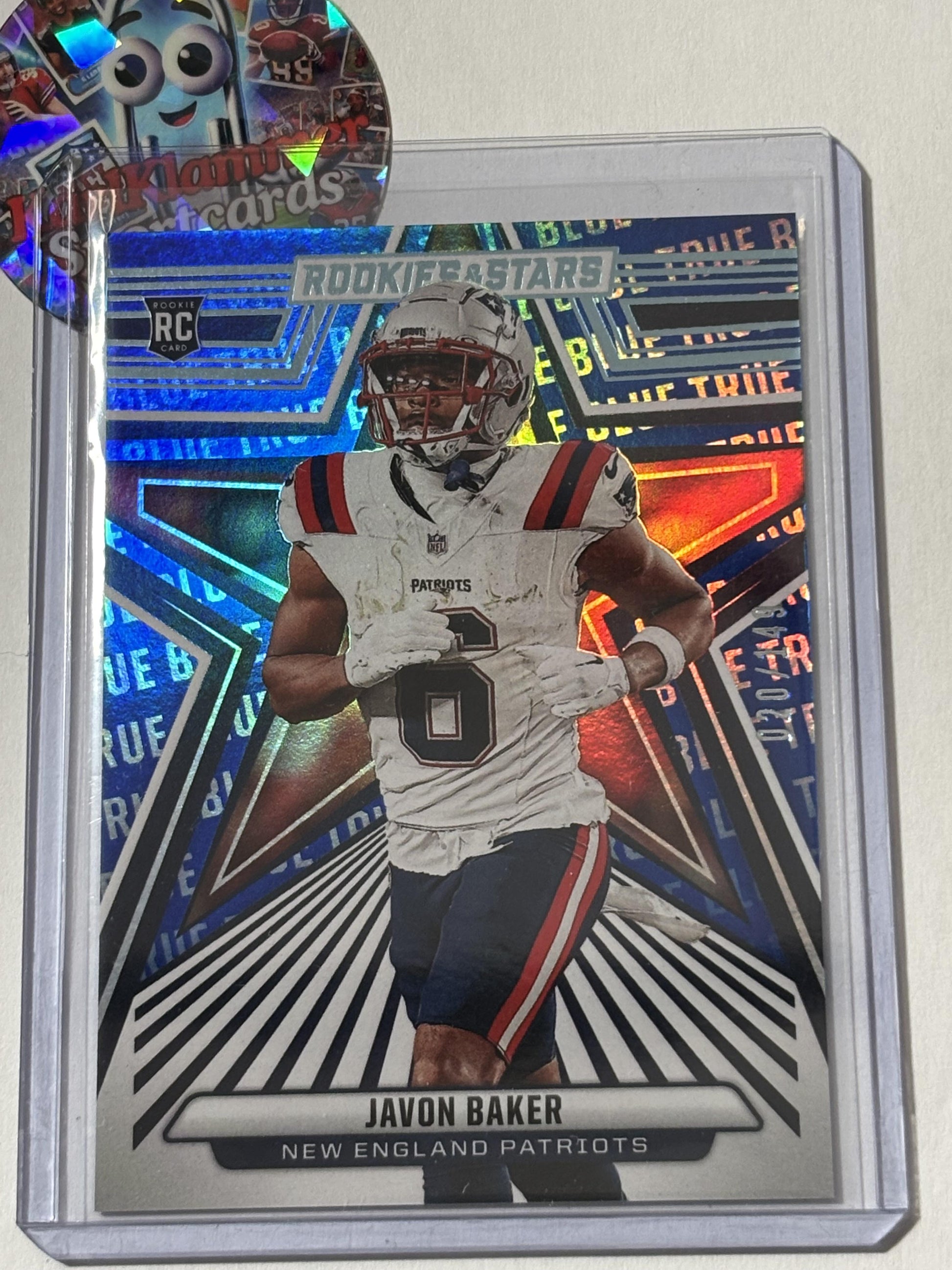 2024 Panini Rookies & Stars #145 Javon Baker True Blue #/149 New England Patriots SN