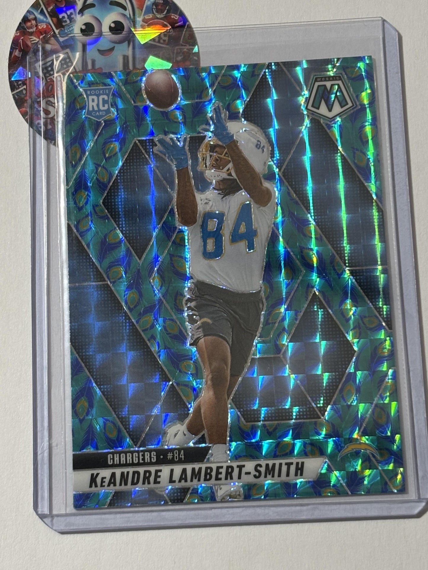2025 Panini Mosaic #336 KeAndre Lambert-Smith Mosaic Choice Peacock Los Angeles Chargers RC