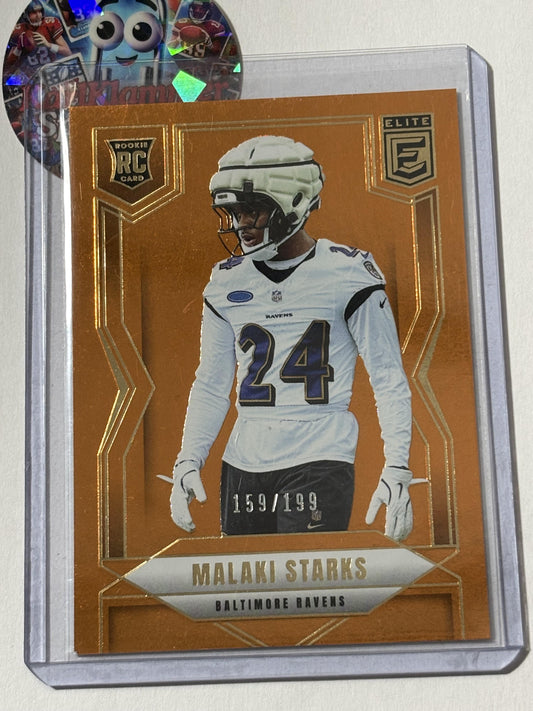 2025 Donruss Elite #130 Malaki Starks Orange #/199 Baltimore Ravens SN,RC