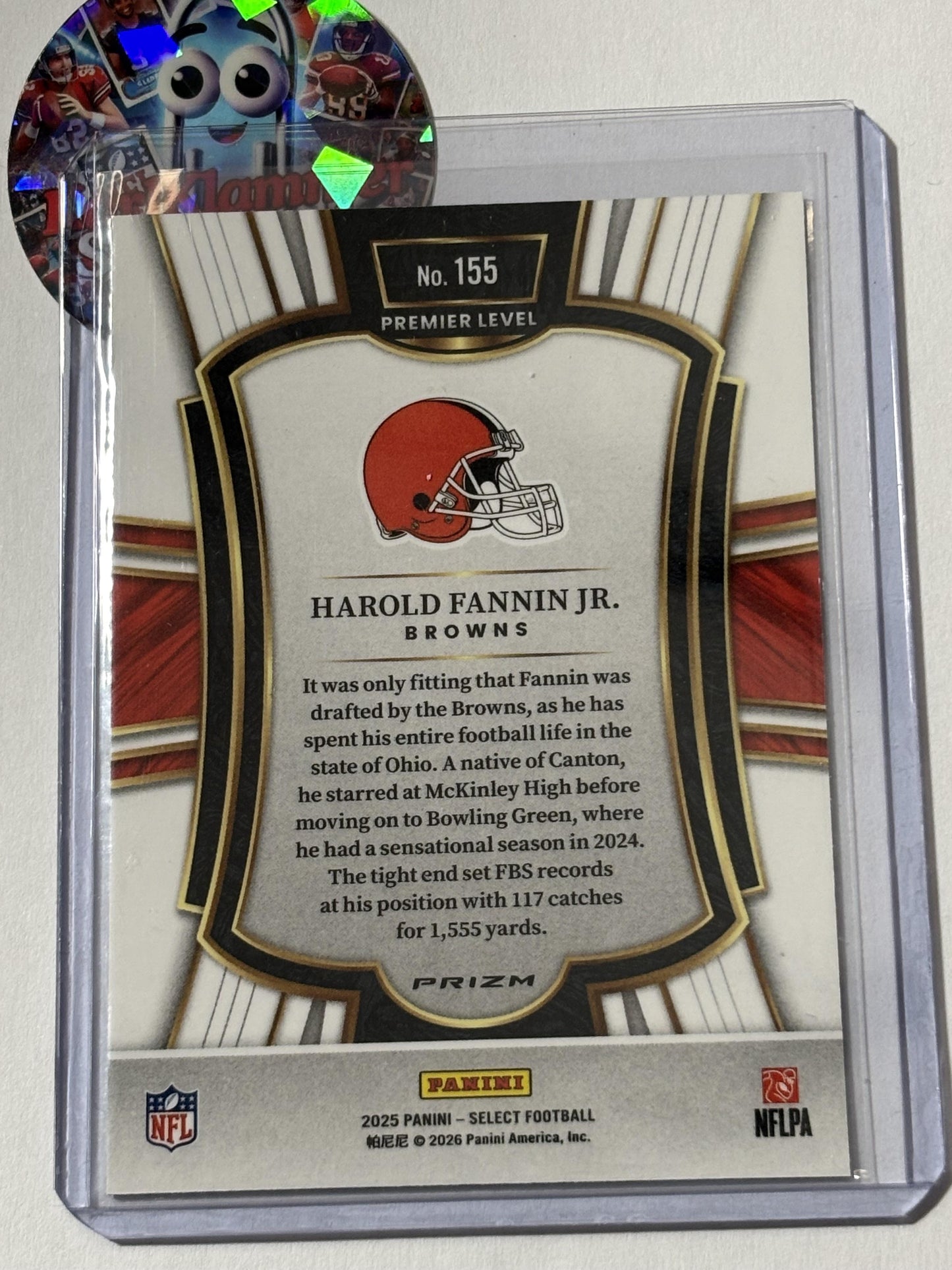 2025 Panini Select #155 Harold Fannin Jr. Red and Blue Prizm Shock Cleveland Browns RC