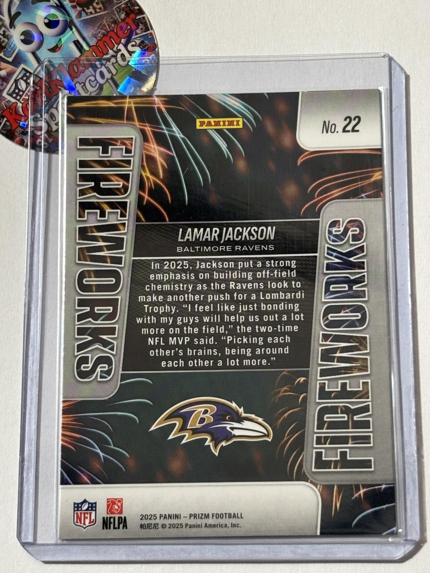 2025 Panini Prizm #22 Lamar Jackson Fireworks Baltimore Ravens