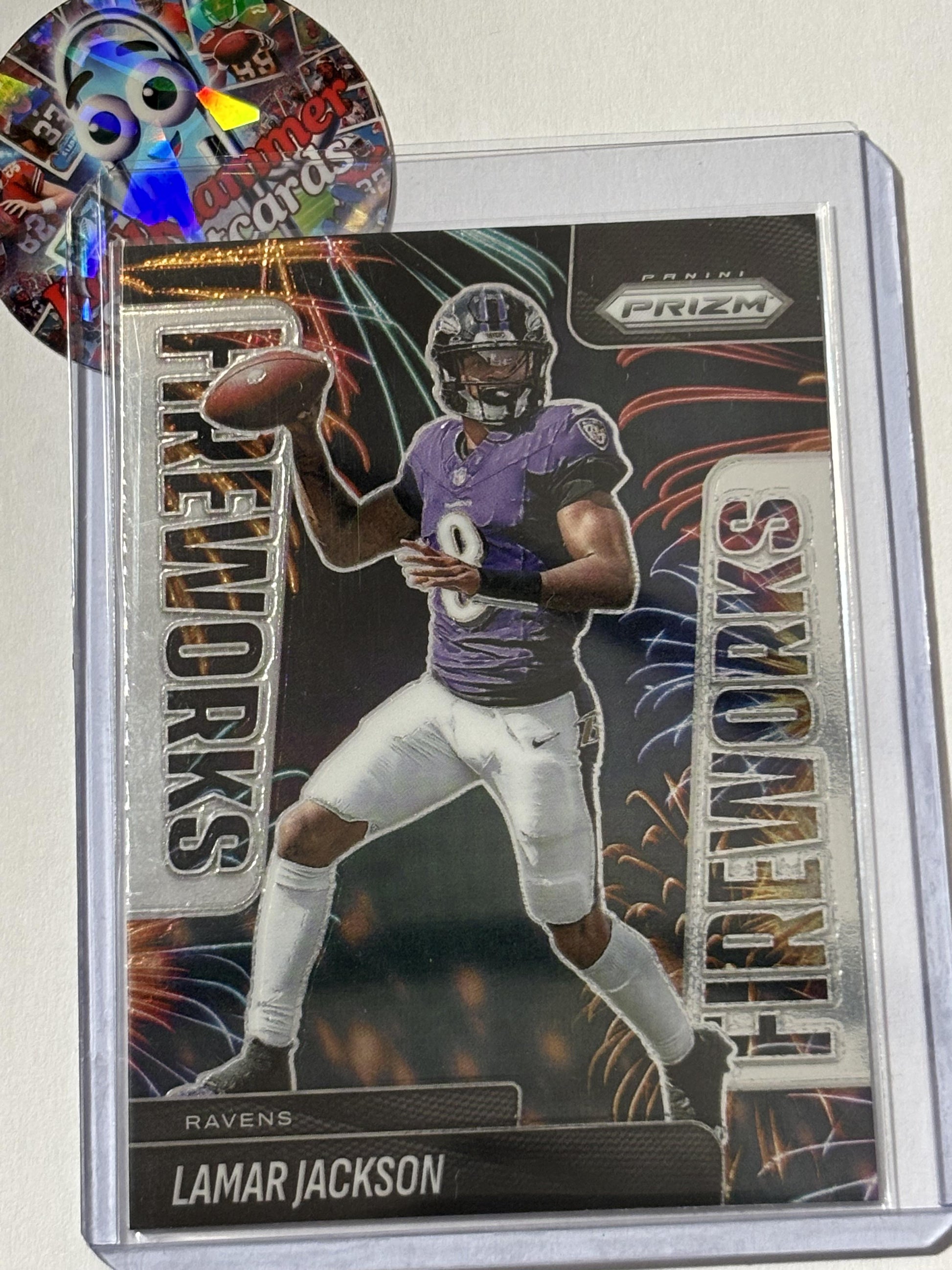 2025 Panini Prizm #22 Lamar Jackson Fireworks Baltimore Ravens
