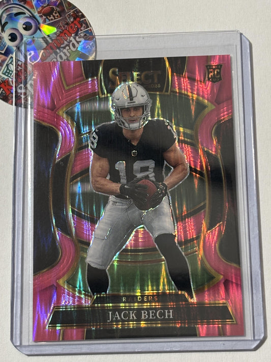 2025 Panini Select #6 Jack Bech Pink Prizm Shock Las Vegas Raiders RC
