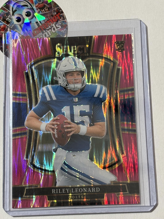 2025 Panini Select #133 Riley Leonard Pink Prizm Shock Indianapolis Colts RC