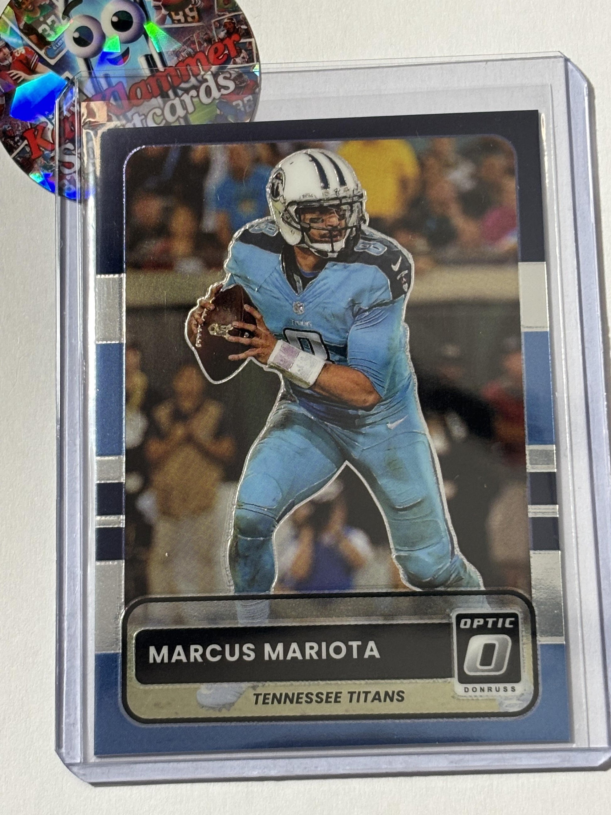 2025 Donruss Optic #21 Marcus Mariota 2015 Retro Tennessee Titans
