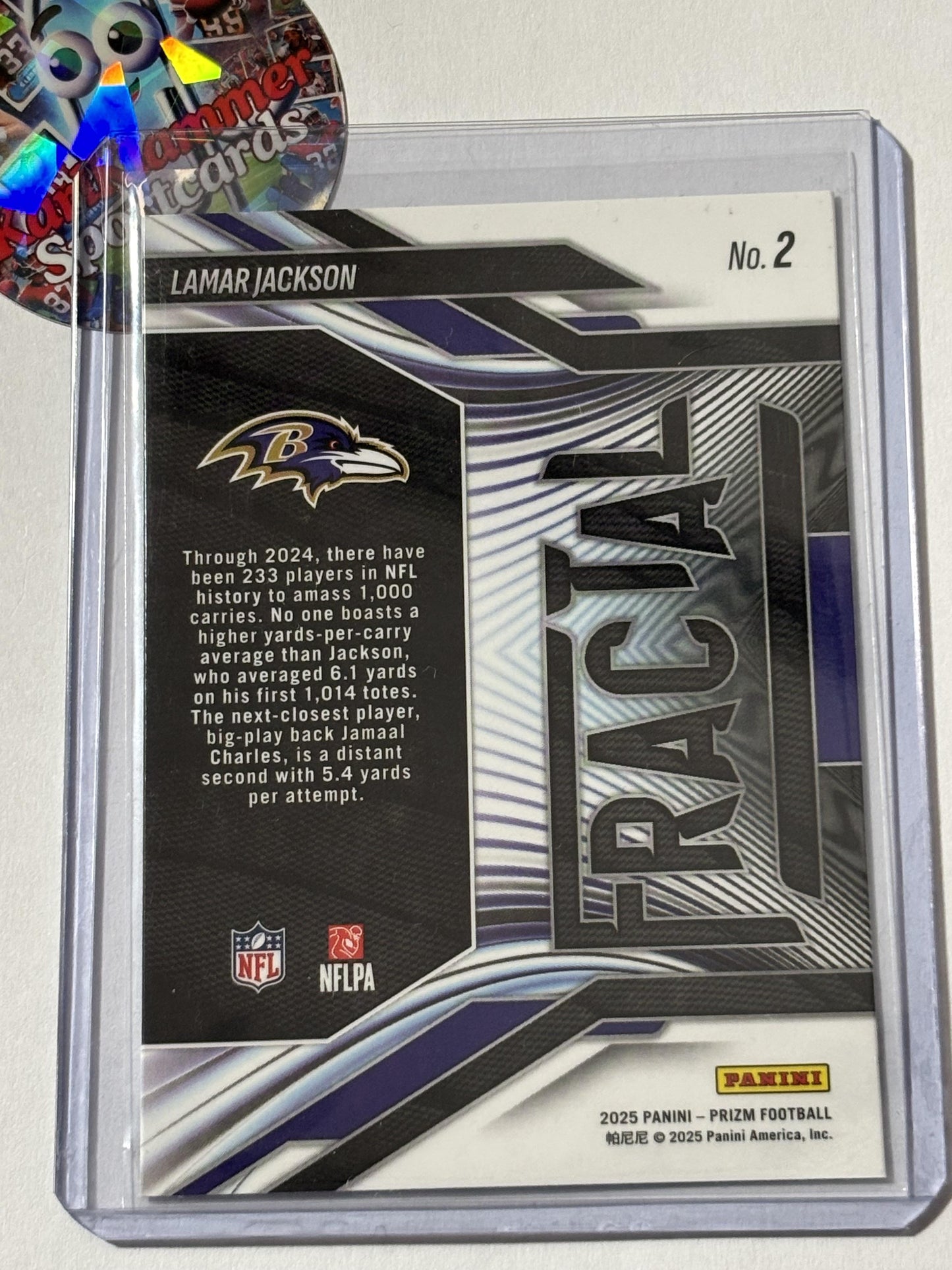 2025 Panini Prizm #2 Lamar Jackson Fractal Baltimore Ravens