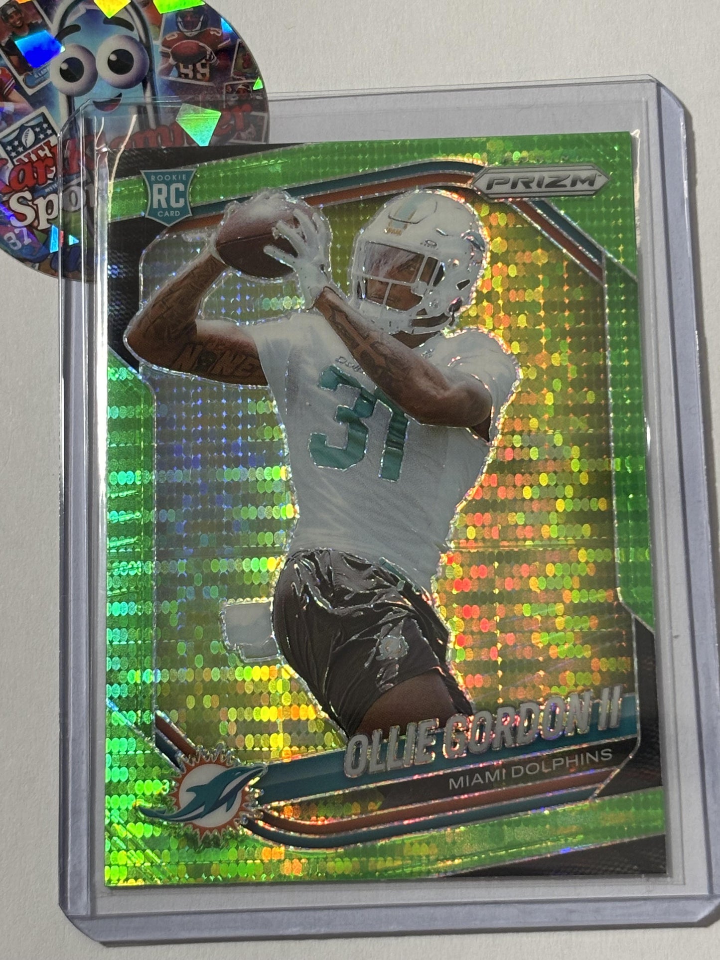 2025 Panini Prizm #333 Ollie Gordon II Neon Green Pulsar Miami Dolphins