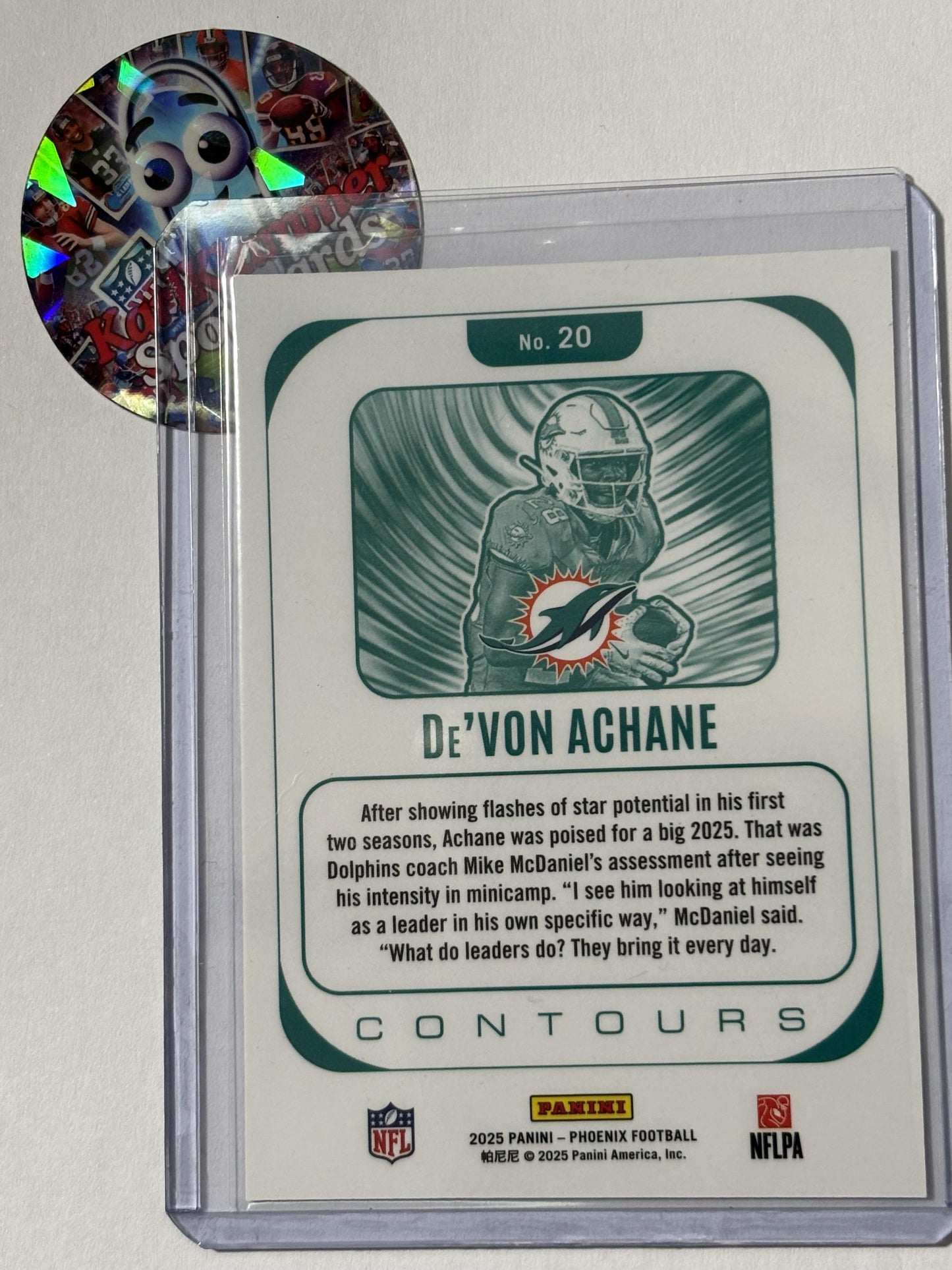 2025 Panini Phoenix #20 De'Von Achane Contours Miami Dolphins