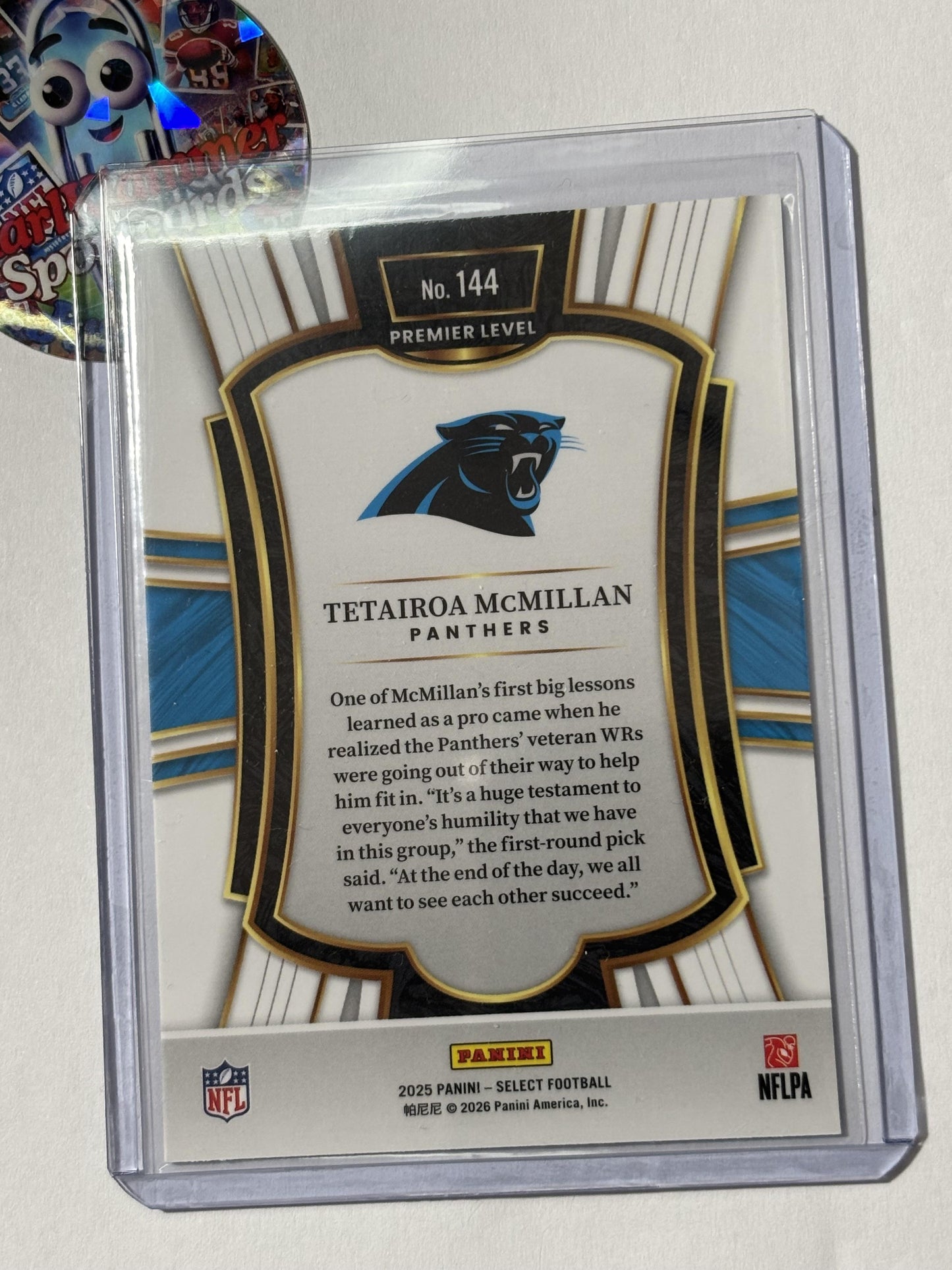 2025 Panini Select #144 Tetairoa McMillan Carolina Panthers RC