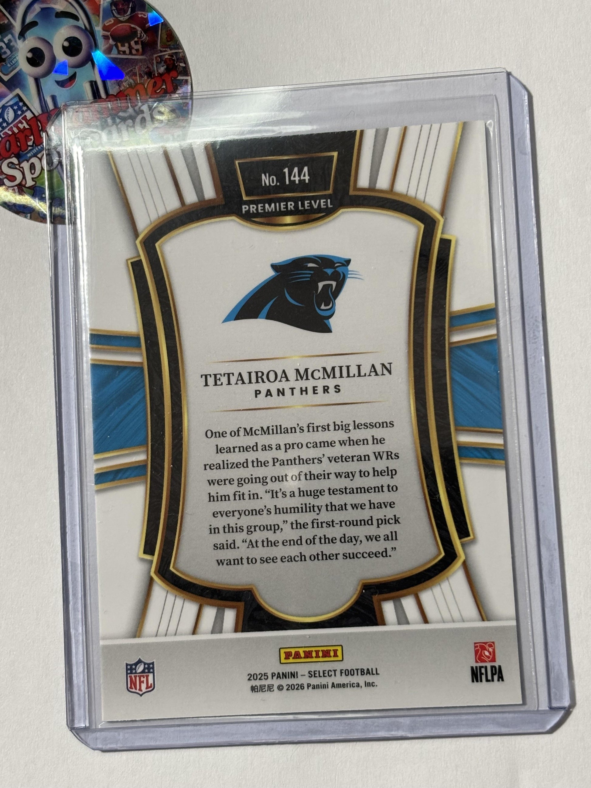 2025 Panini Select #144 Tetairoa McMillan Carolina Panthers RC