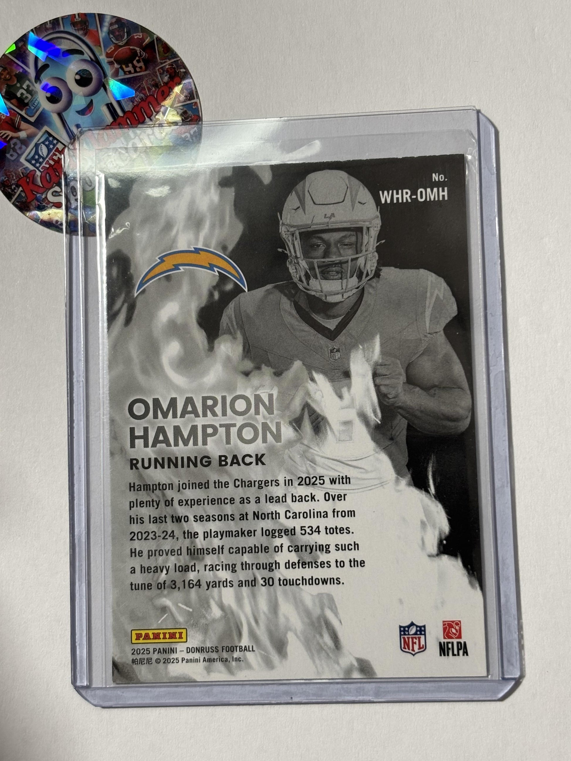 2025 Donruss #WHR-OMH Omarion Hampton White Hot Rookies Los Angeles Chargers