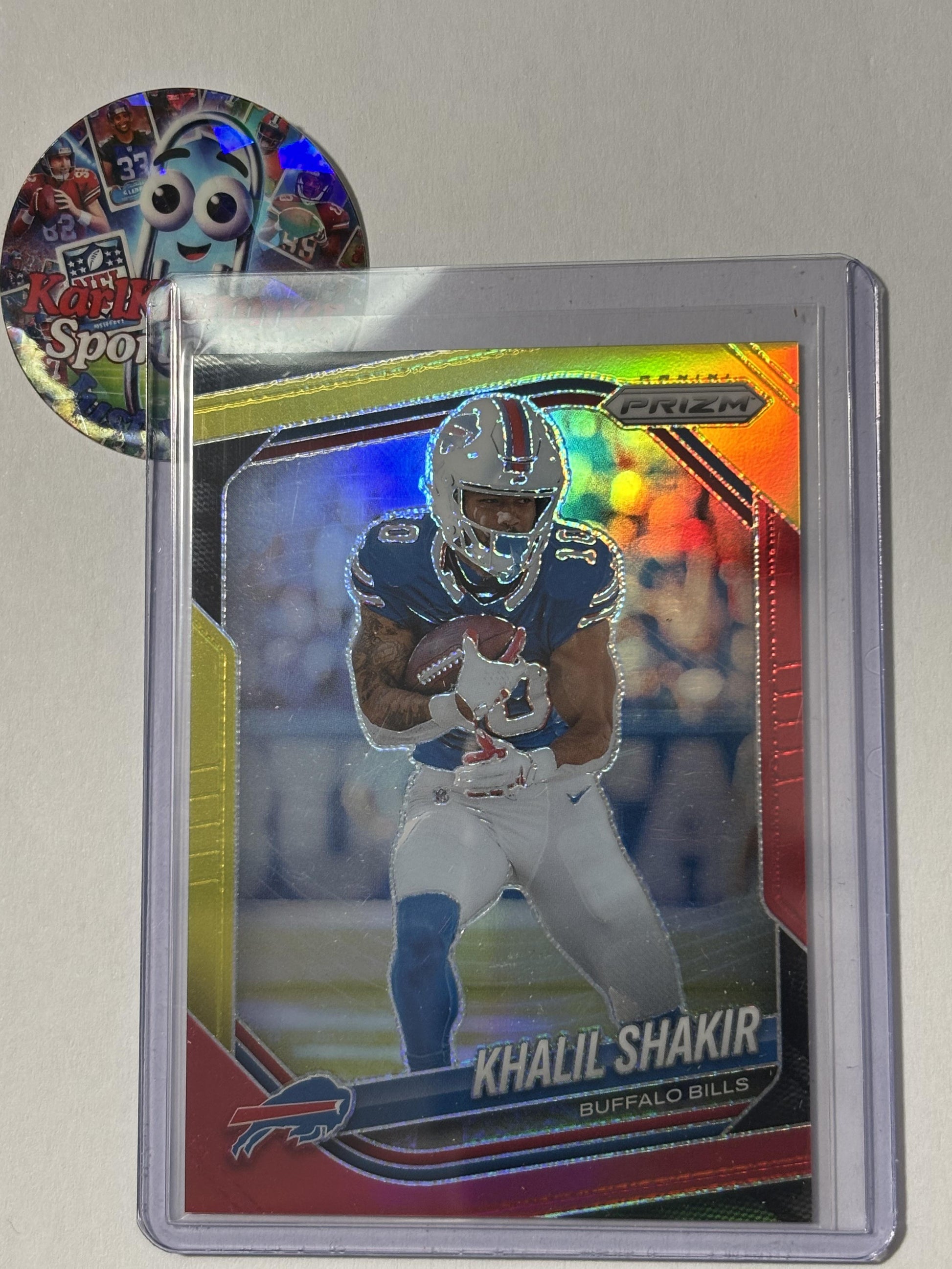 2025 Panini Prizm #116 Khalil Shakir Red and Yellow #/44 Buffalo Bills SN