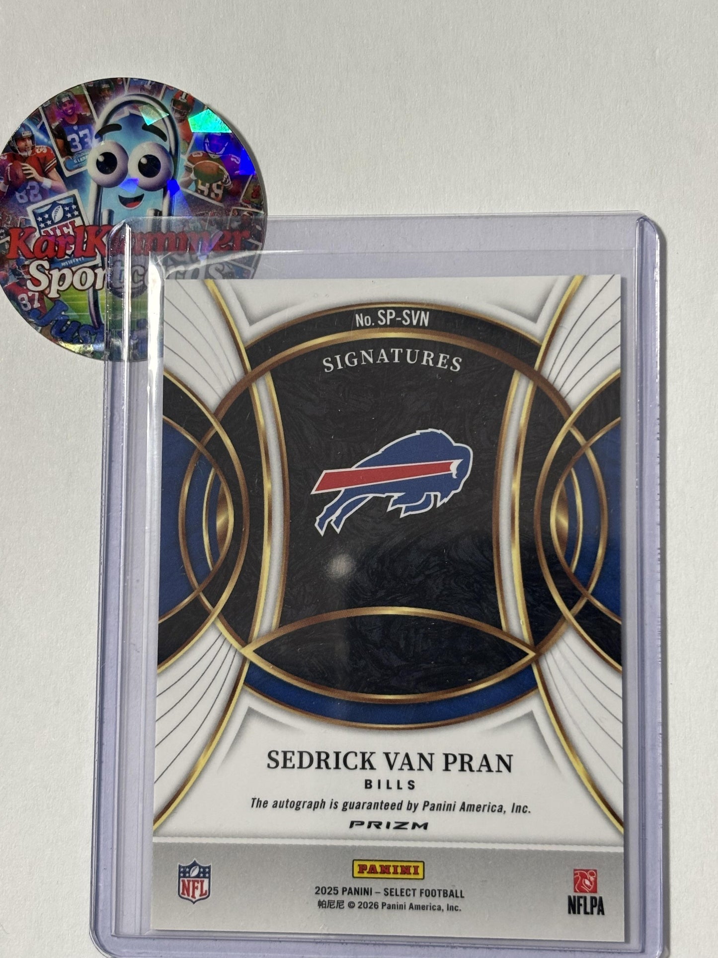 2025 Panini Select #SP-SVN Sedrick Van Pran Signatures Buffalo Bills AU
