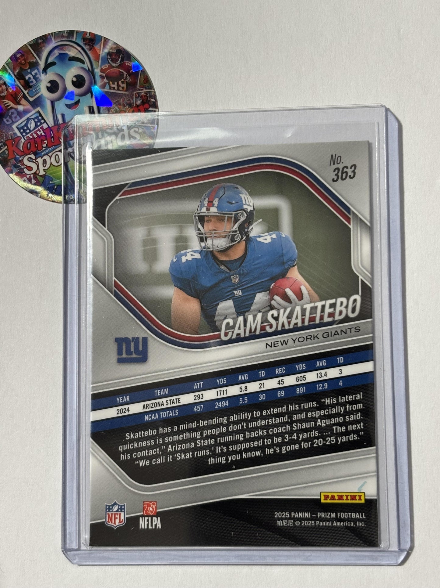 2025 Panini Prizm #363 Cam Skattebo New York Giants RC