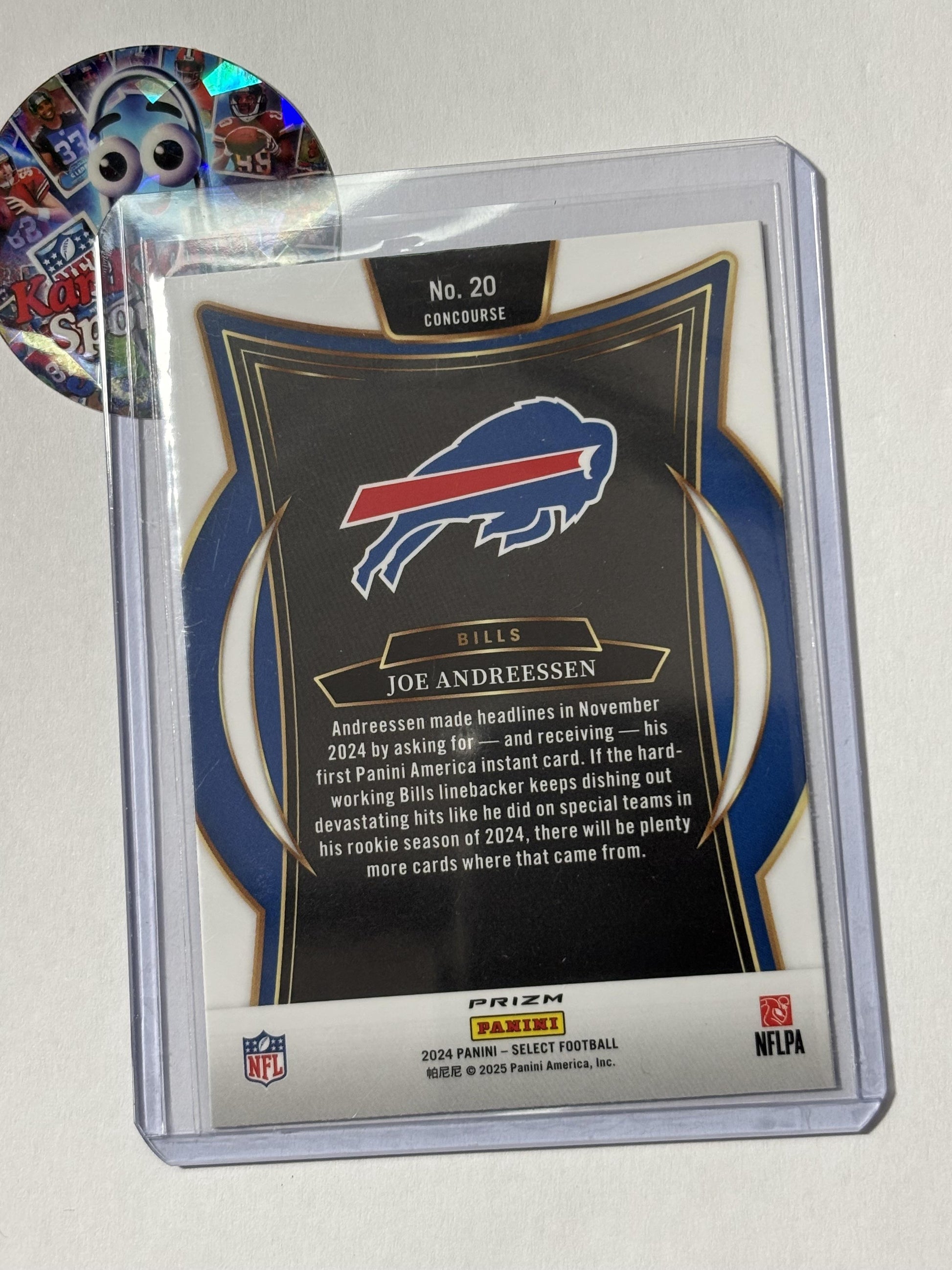 2024 Panini Select #20 Joe Andreessen Red & Blue Prizm Shock Buffalo Bills RC