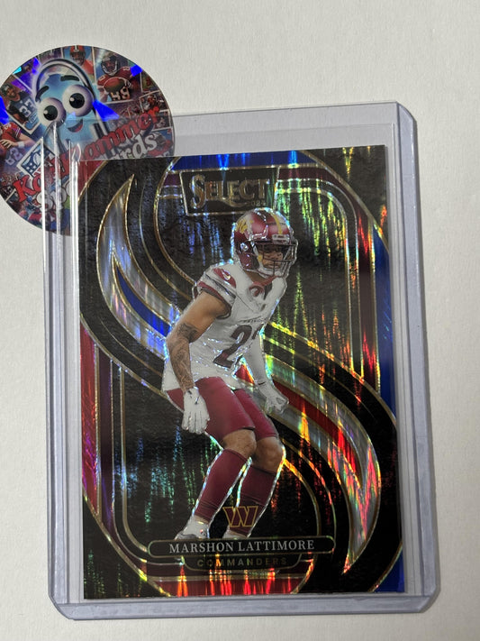 2024 Panini Select #181 Marshon Lattimore Red & Blue Prizm Shock Washington Commanders