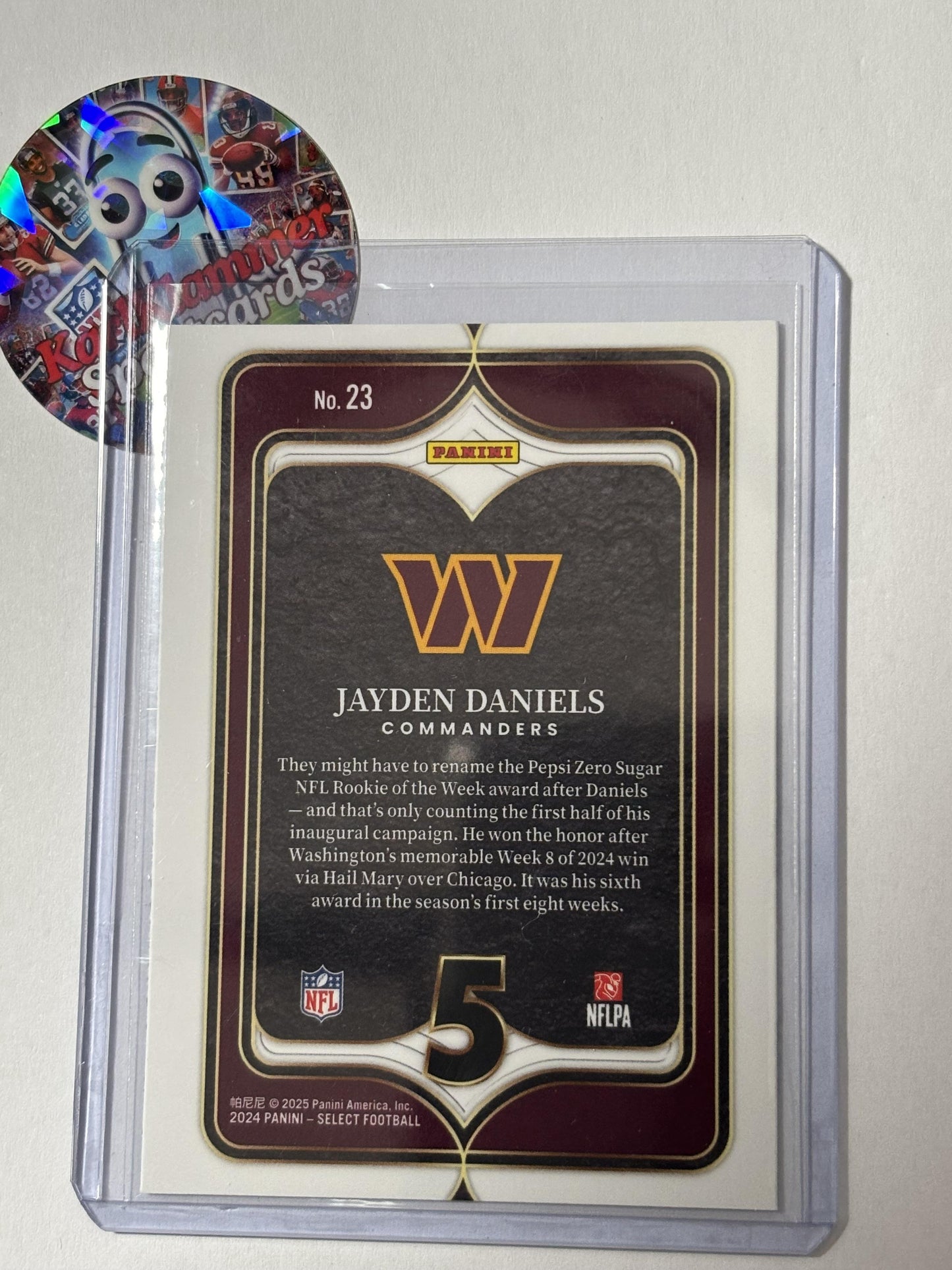 2024 Panini Select #23 Jayden Daniels Select Numbers Prizm Washington Commanders
