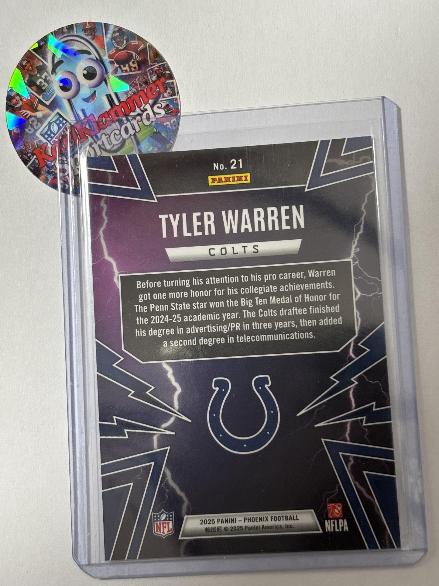 2025 Panini Phoenix #21 Tyler Warren Thunderbirds Indianapolis Colts