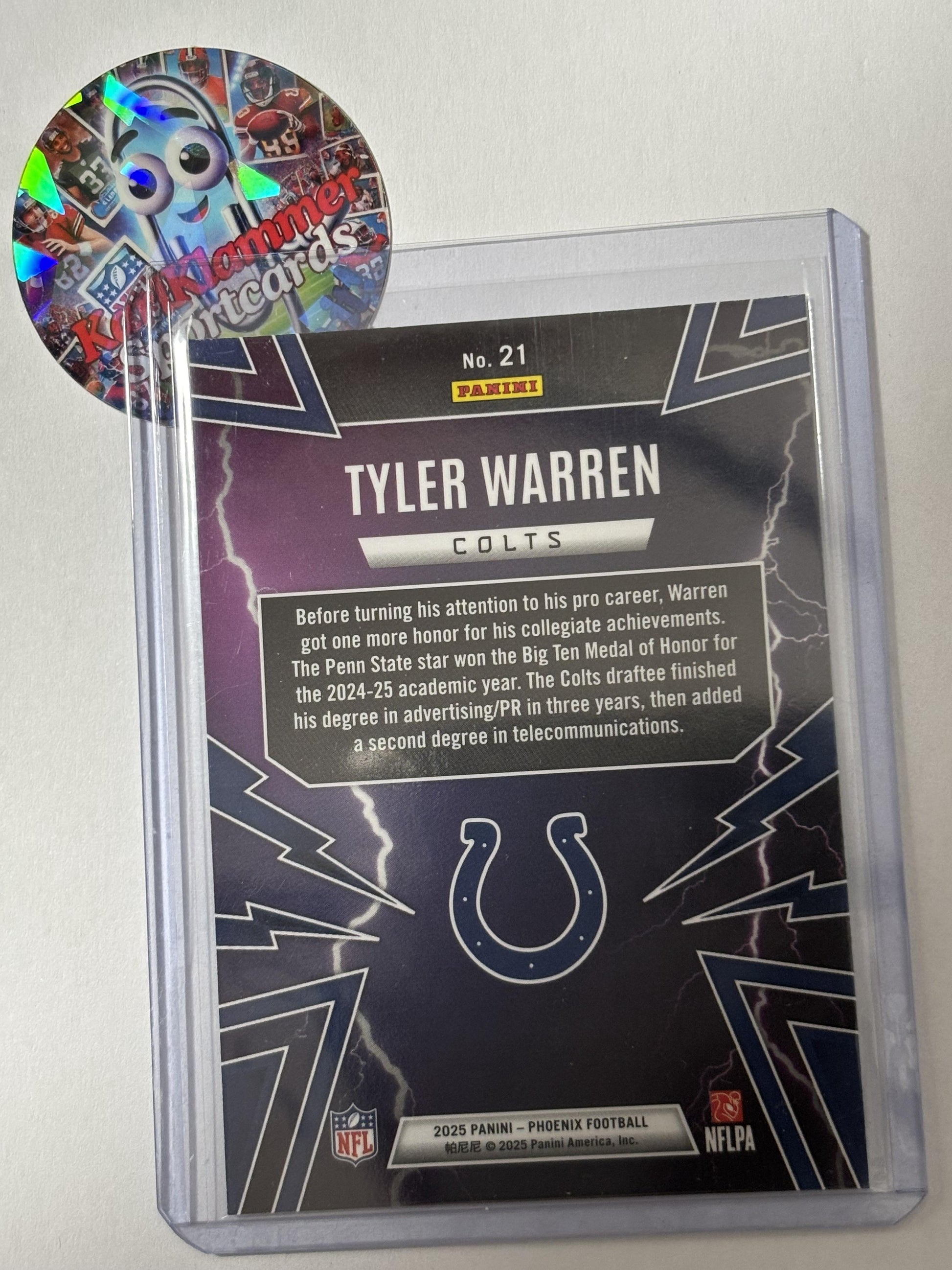2025 Panini Phoenix #21 Tyler Warren Thunderbirds Indianapolis Colts