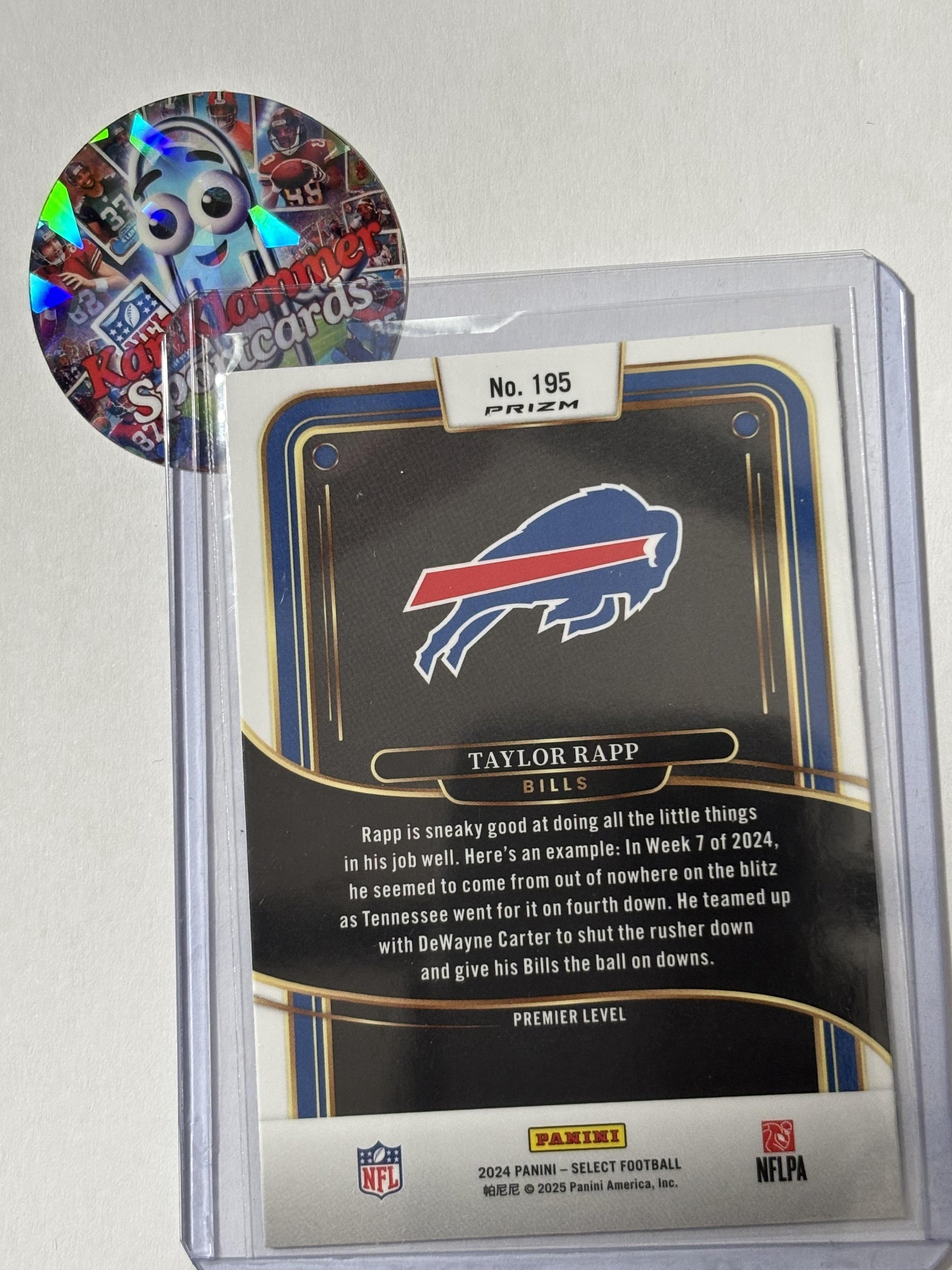 2024 Panini Select #195 Taylor Rapp Red & Blue Prizm Shock Buffalo Bills