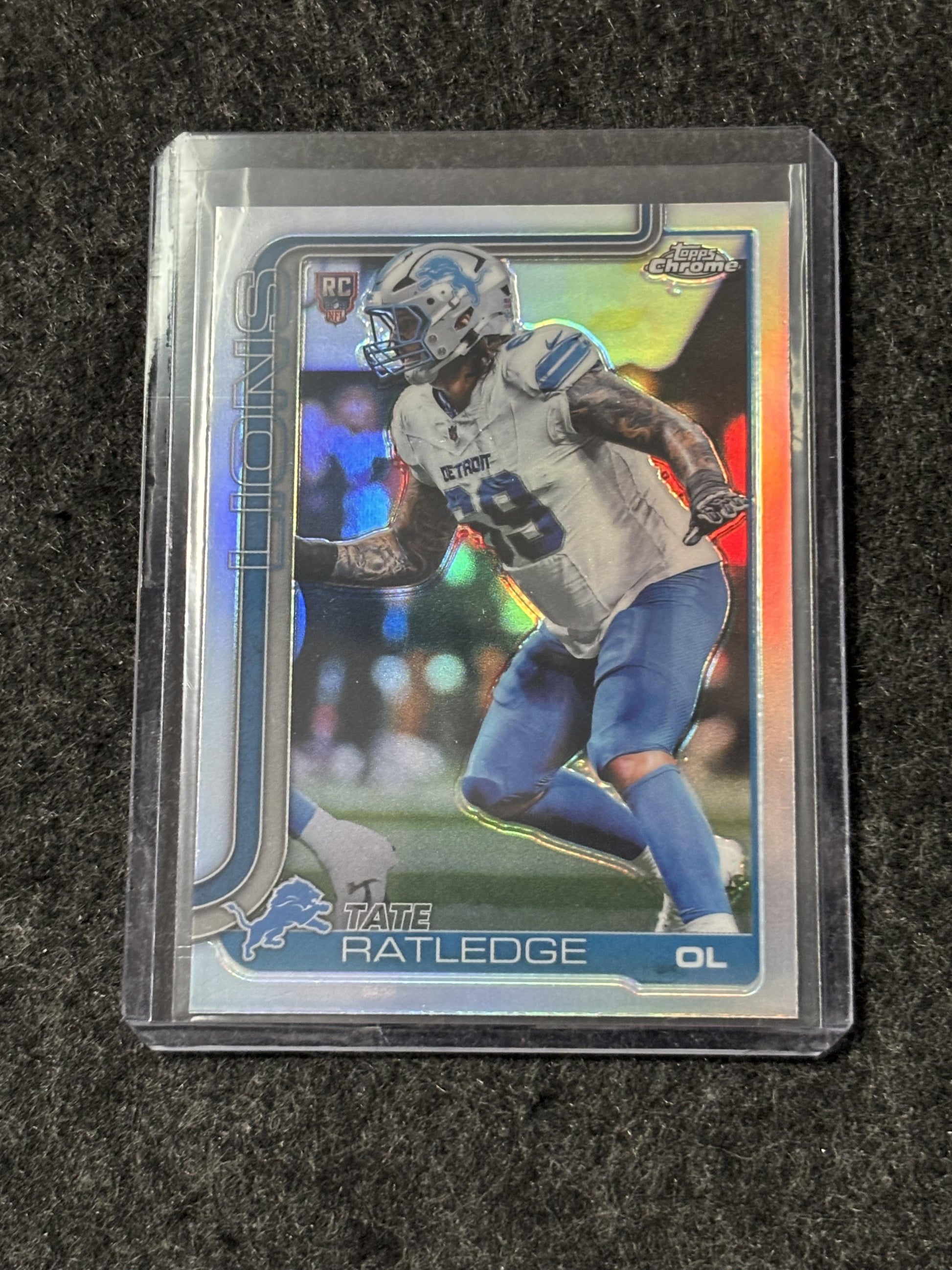 2025 Topps Chrome Football #383 Tate Ratledge Refractor Detroit Lions