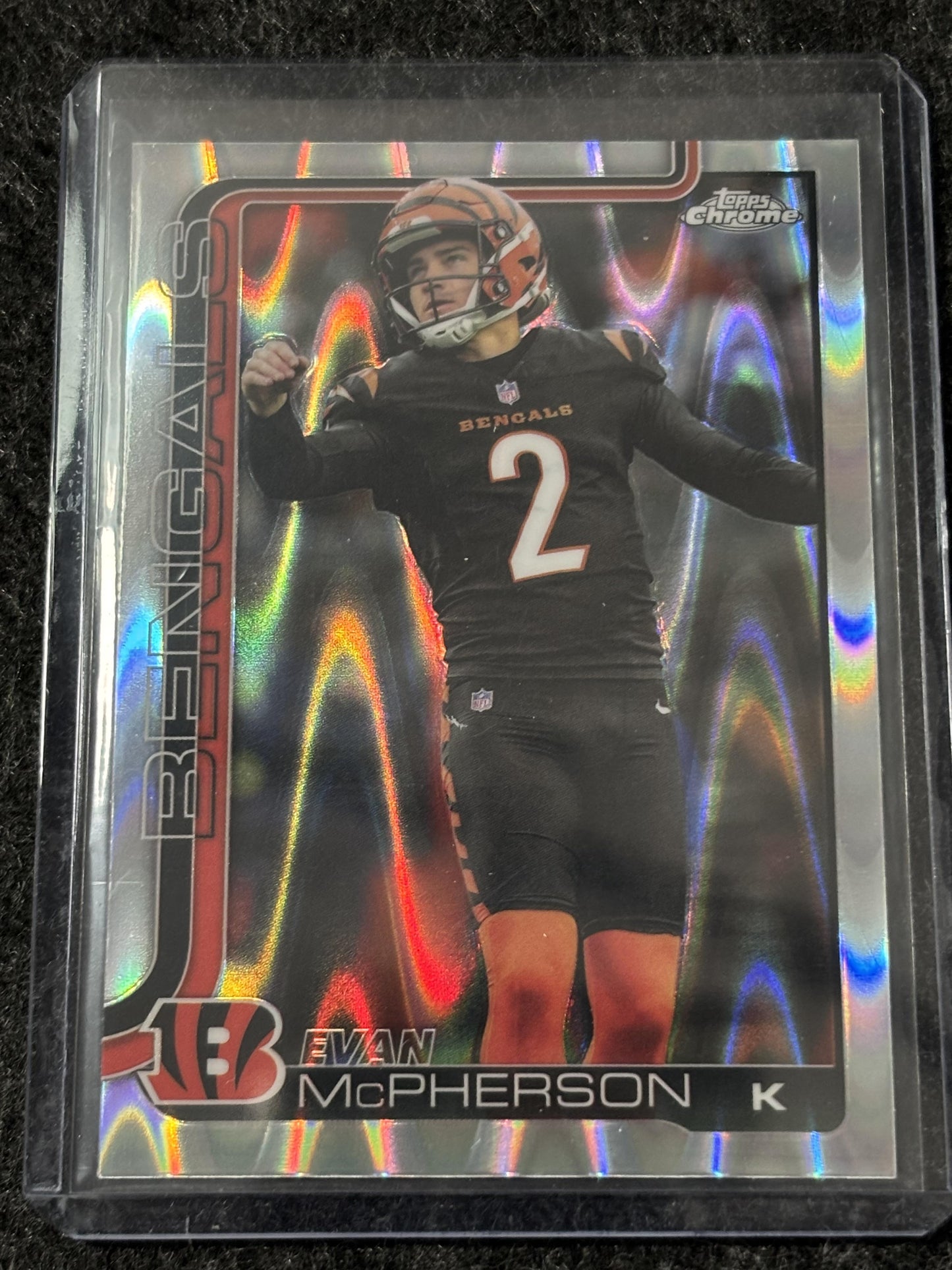 2025 Topps Chrome Football #64 Evan McPherson RayWave Refractor Cincinnati Bengals