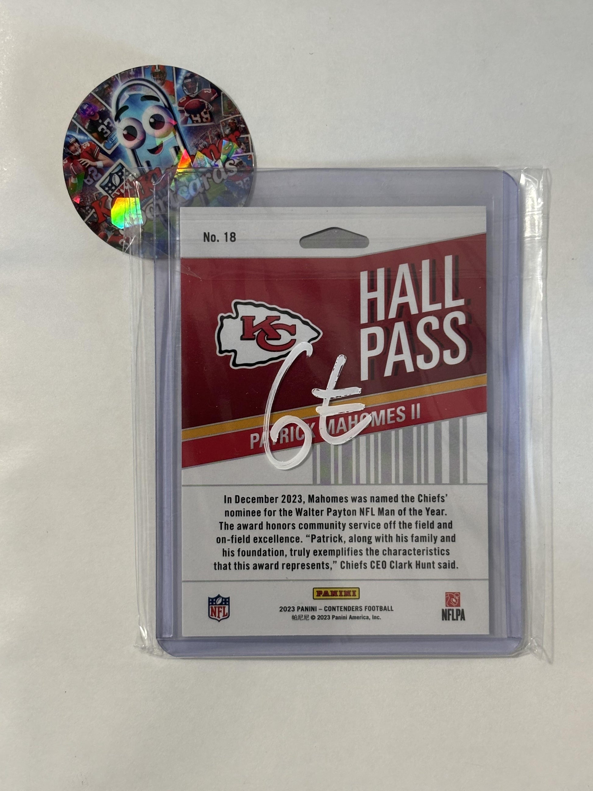 2023 Panini Contenders #18 Patrick Mahomes II Hall Pass Kansas City Chiefs