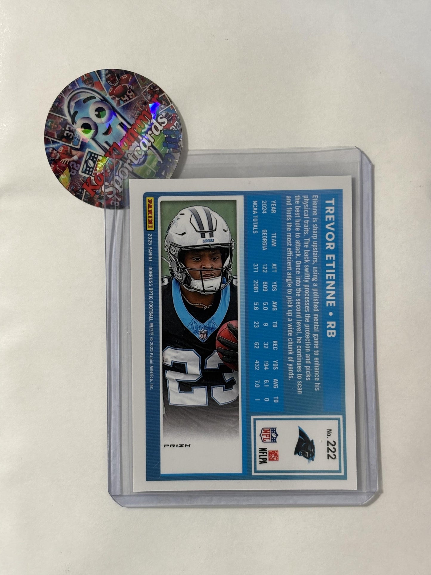 2025 Donruss Optic #222 Trevor Etienne Purple Shock Carolina Panthers RC