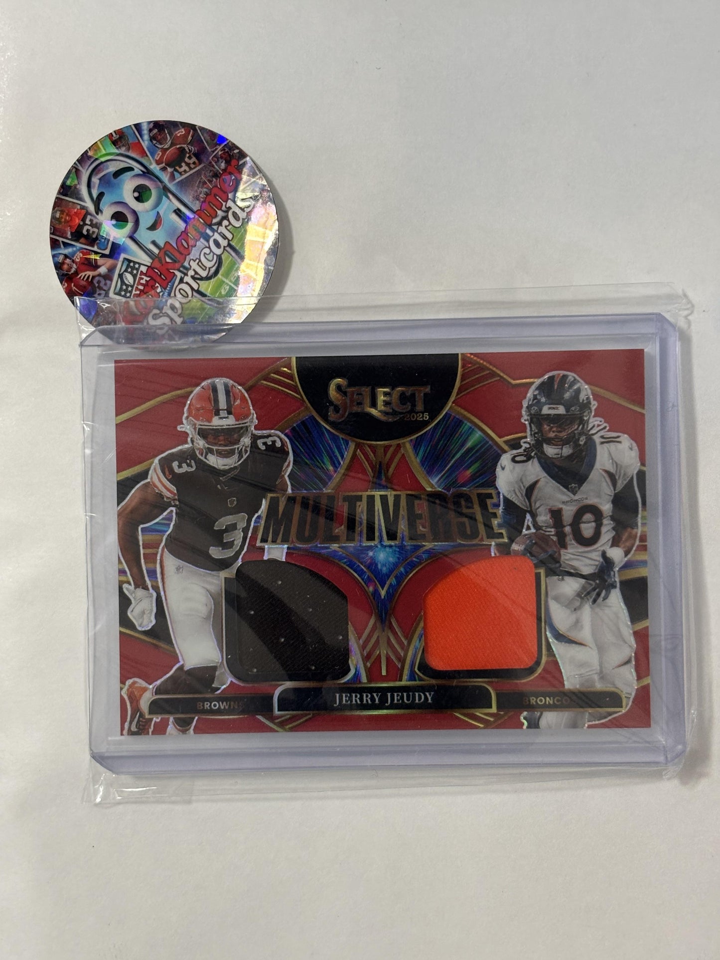 2025 Panini Select #MVJ-JJY Jerry Jeudy Multiverse Jerseys Red Prizm MEM