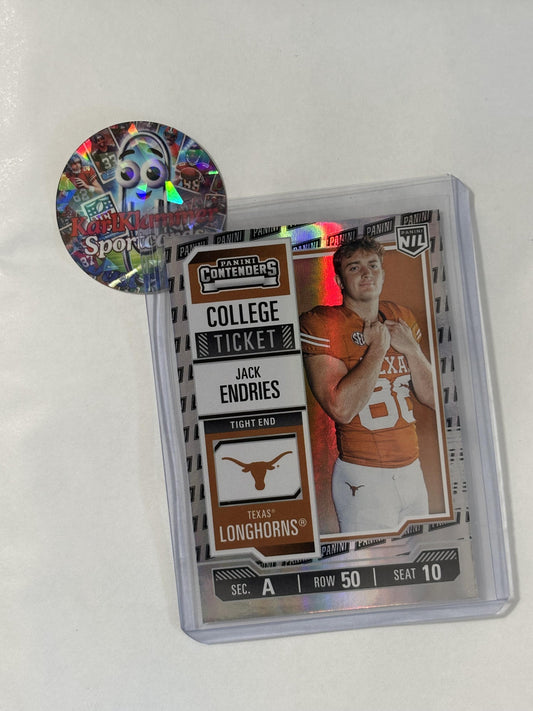 2025 Panini NIL Texas Longhorns #15 Jack Endries Panini Logo Texas Longhorns