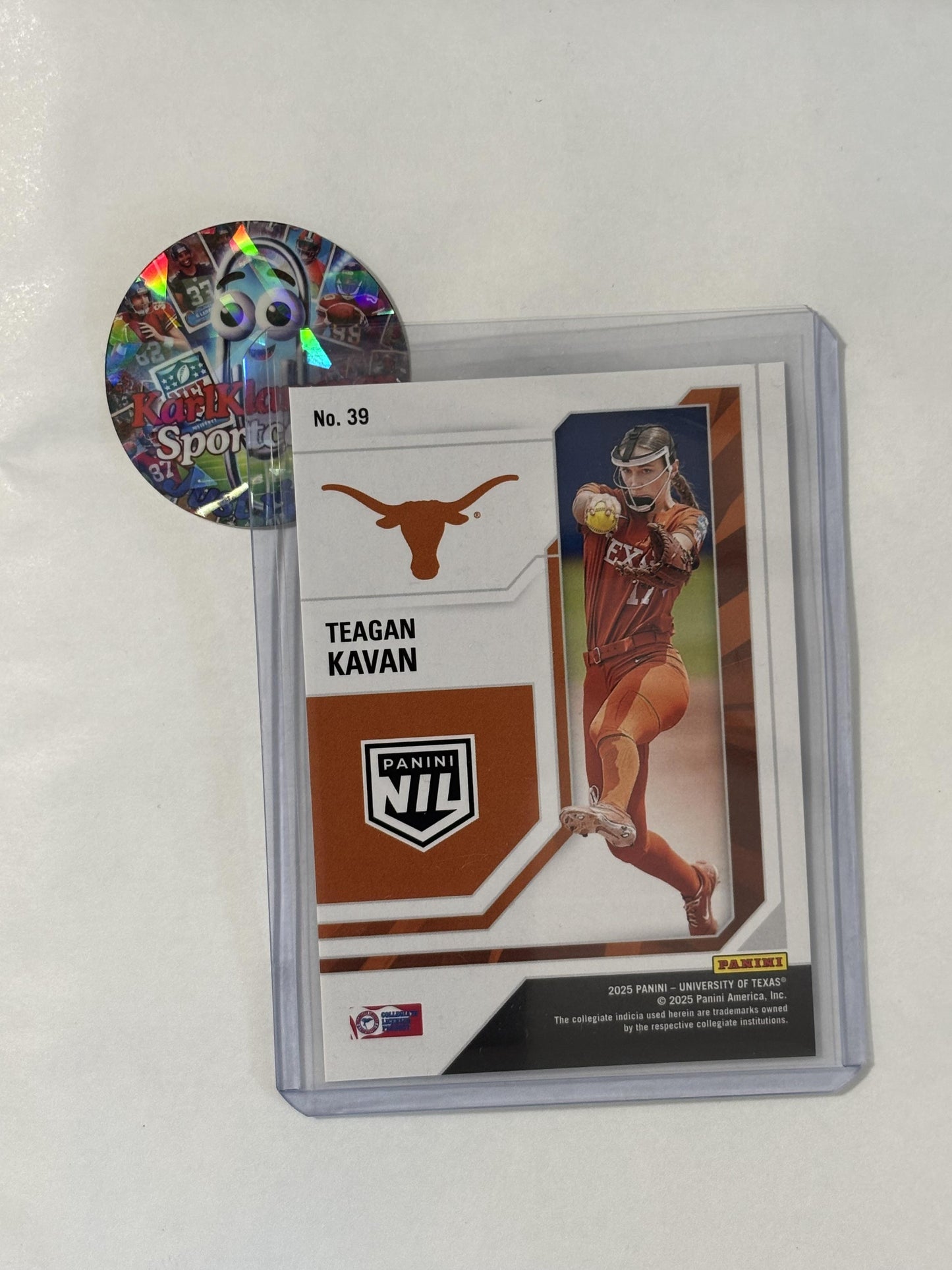 2025 Panini NIL Texas Longhorns #39 Teagan Kavan Panini Logo Texas Longhorns