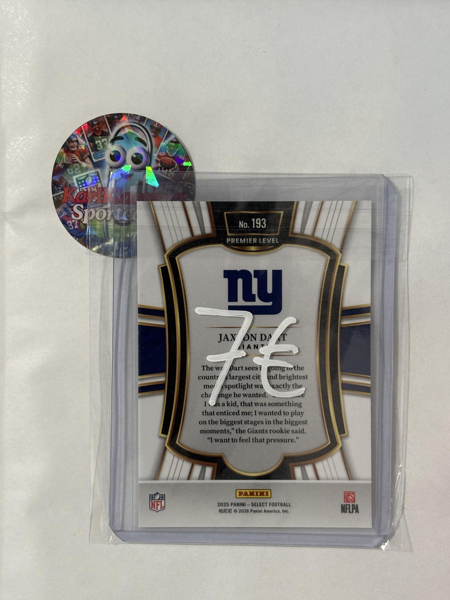 2025 Panini Select #193 Jaxson Dart New York Giants