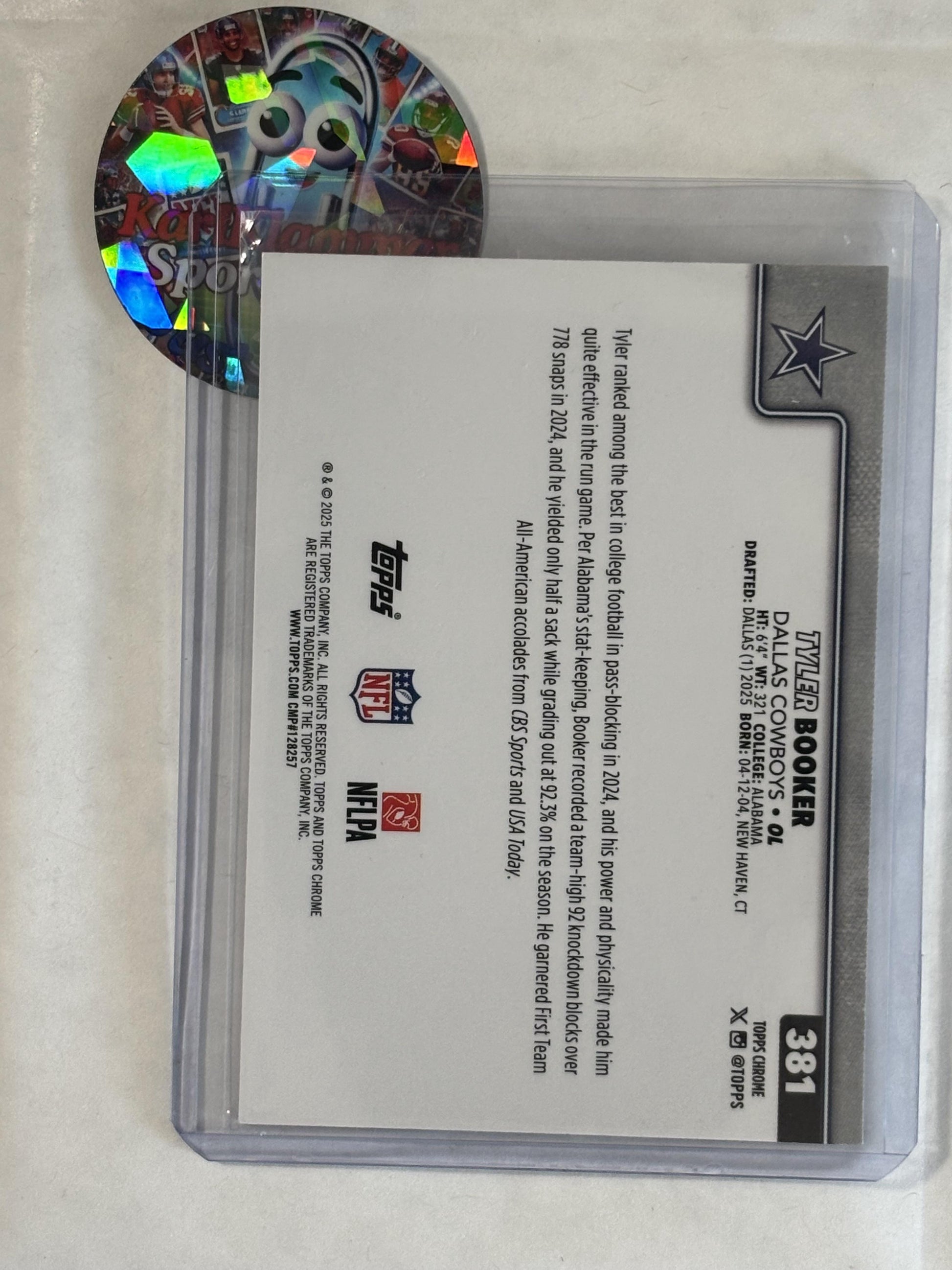 2025 Topps Chrome #381 Tyler Booker Dallas Cowboys RC