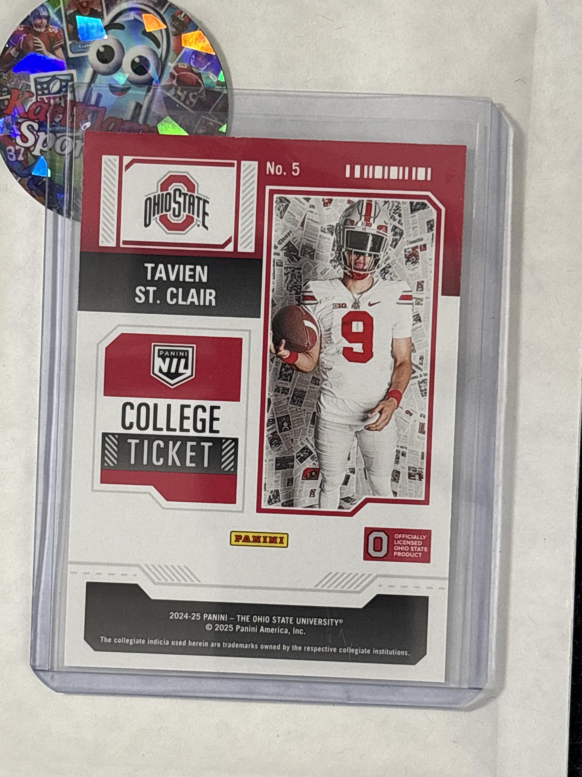 2025 Panini Ohio State University #5 Tavien St. Clair Ohio State Buckeyes