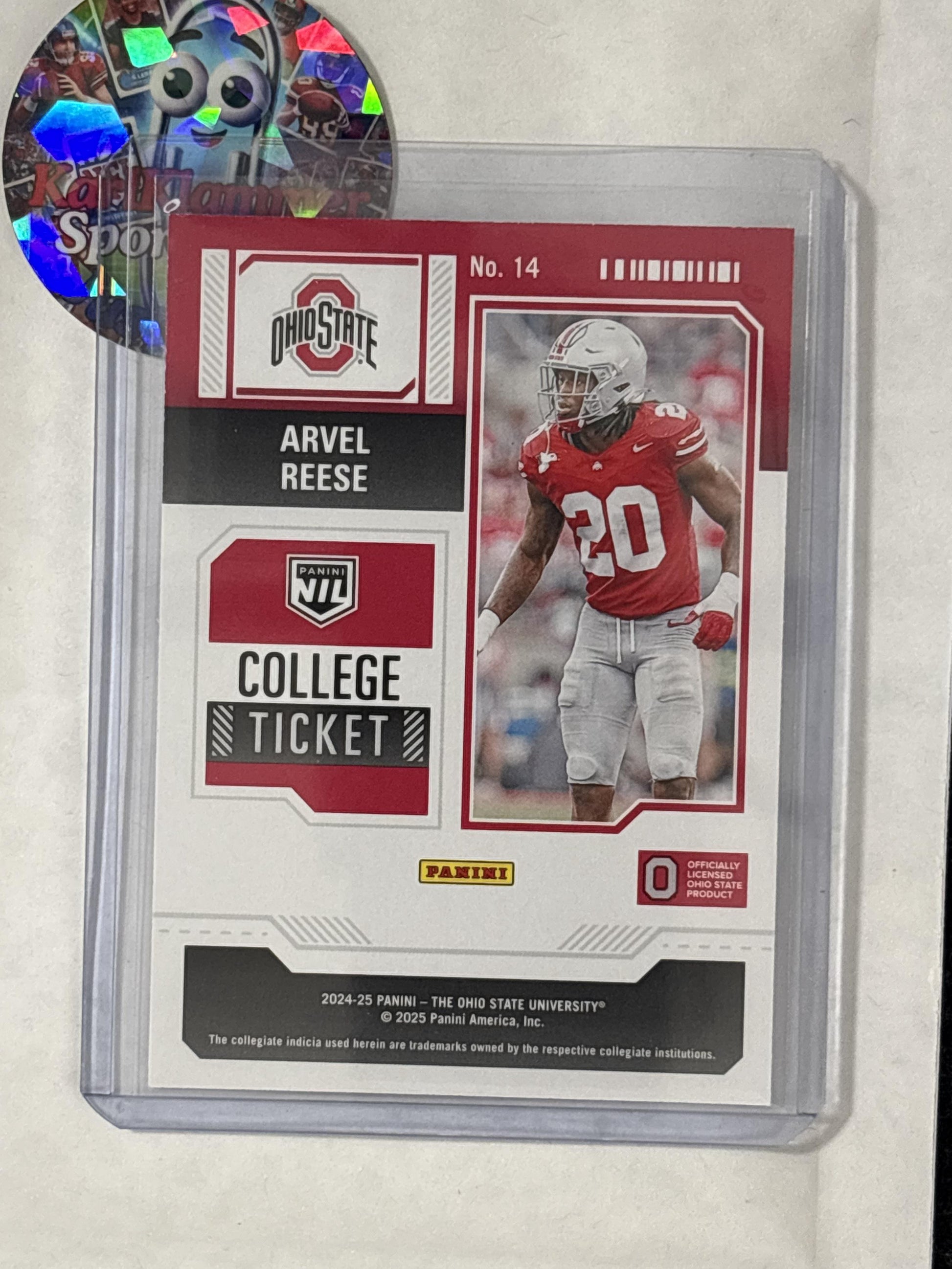 2025 Panini Ohio State University #14 Arvell Reese Ohio State Buckeyes