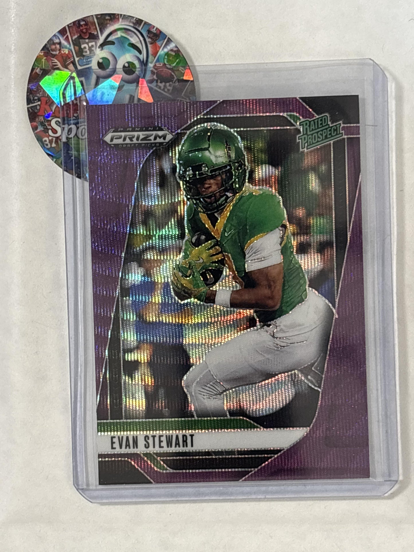 2025 Panini Prizm Draft Picks #100 Evan Stewart Prizms Purple Wave Oregon Ducks