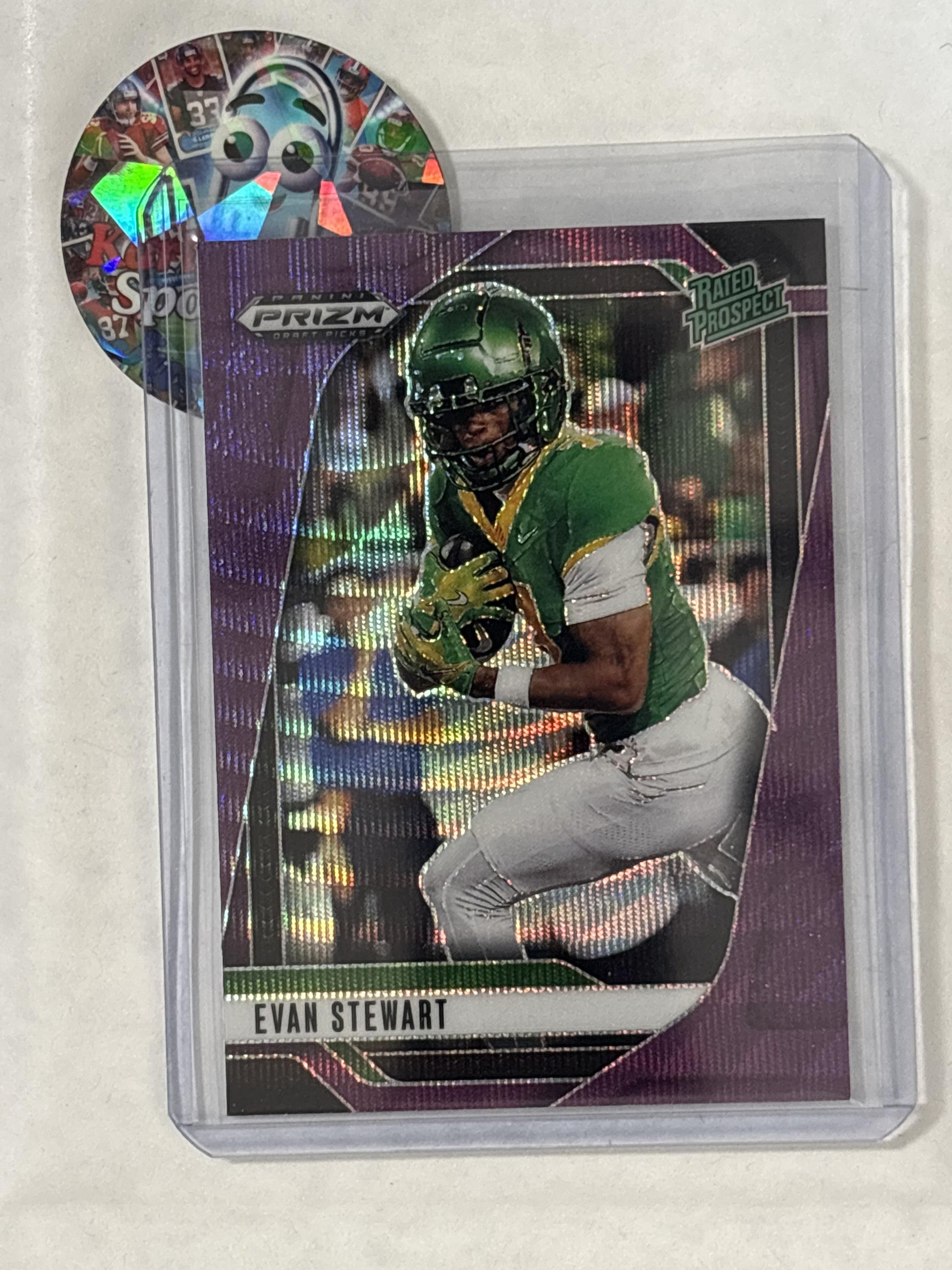 2025 Panini Prizm Draft Picks #100 Evan Stewart Prizms Purple Wave Oregon Ducks