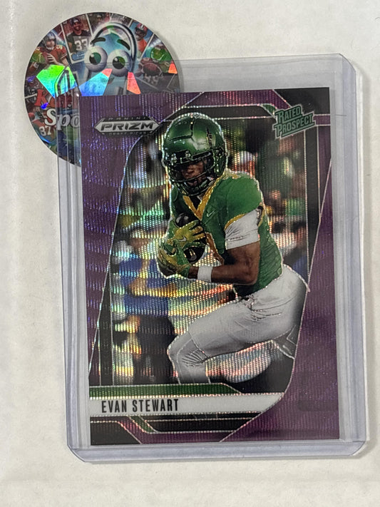 2025 Panini Prizm Draft Picks #100 Evan Stewart Prizms Purple Wave Oregon Ducks