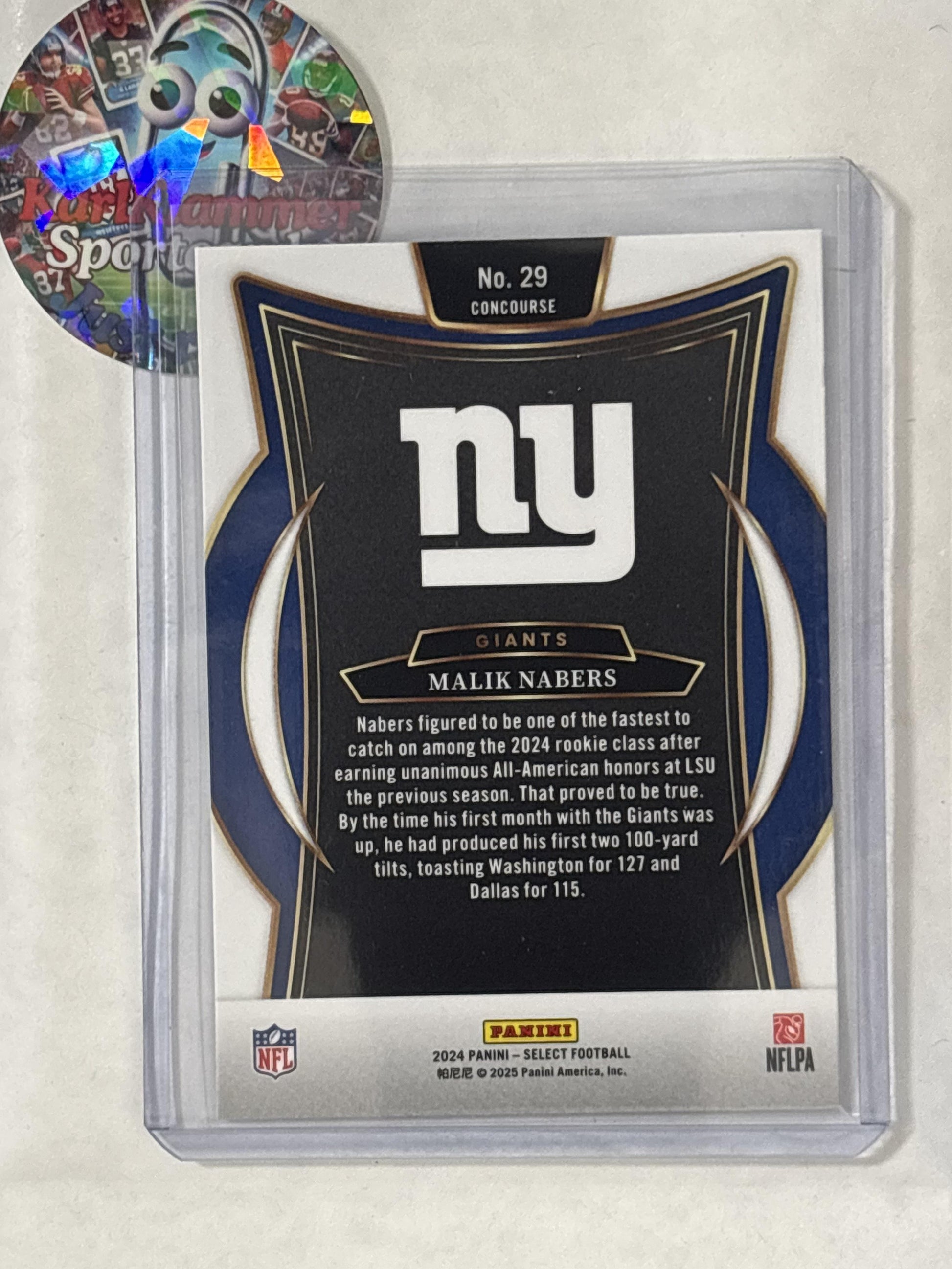 2024 Panini Select #29 Malik Nabers New York Giants RC