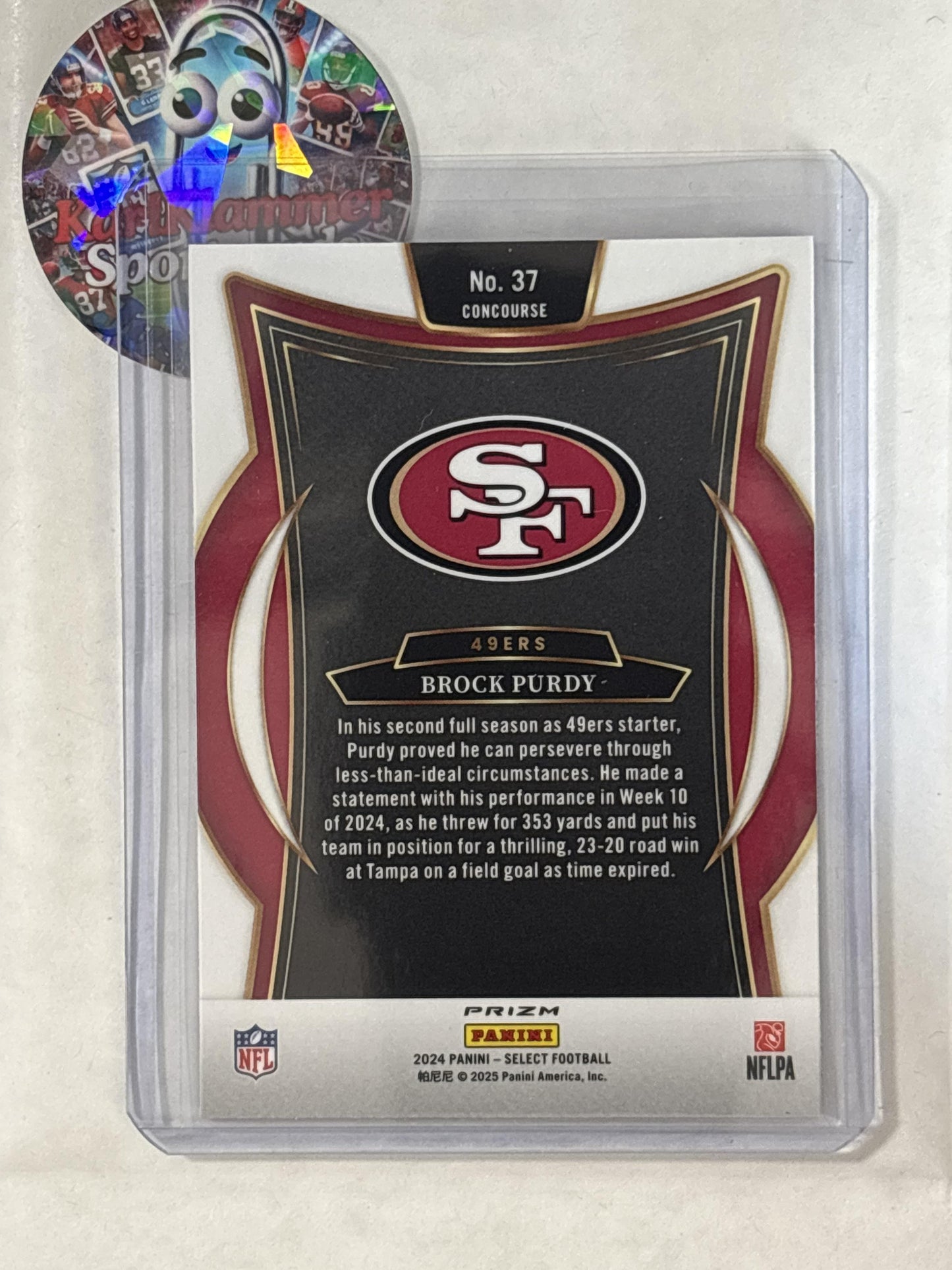 2024 Panini Select #37 Brock Purdy Red & Blue Prizm Shock San Francisco 49ers