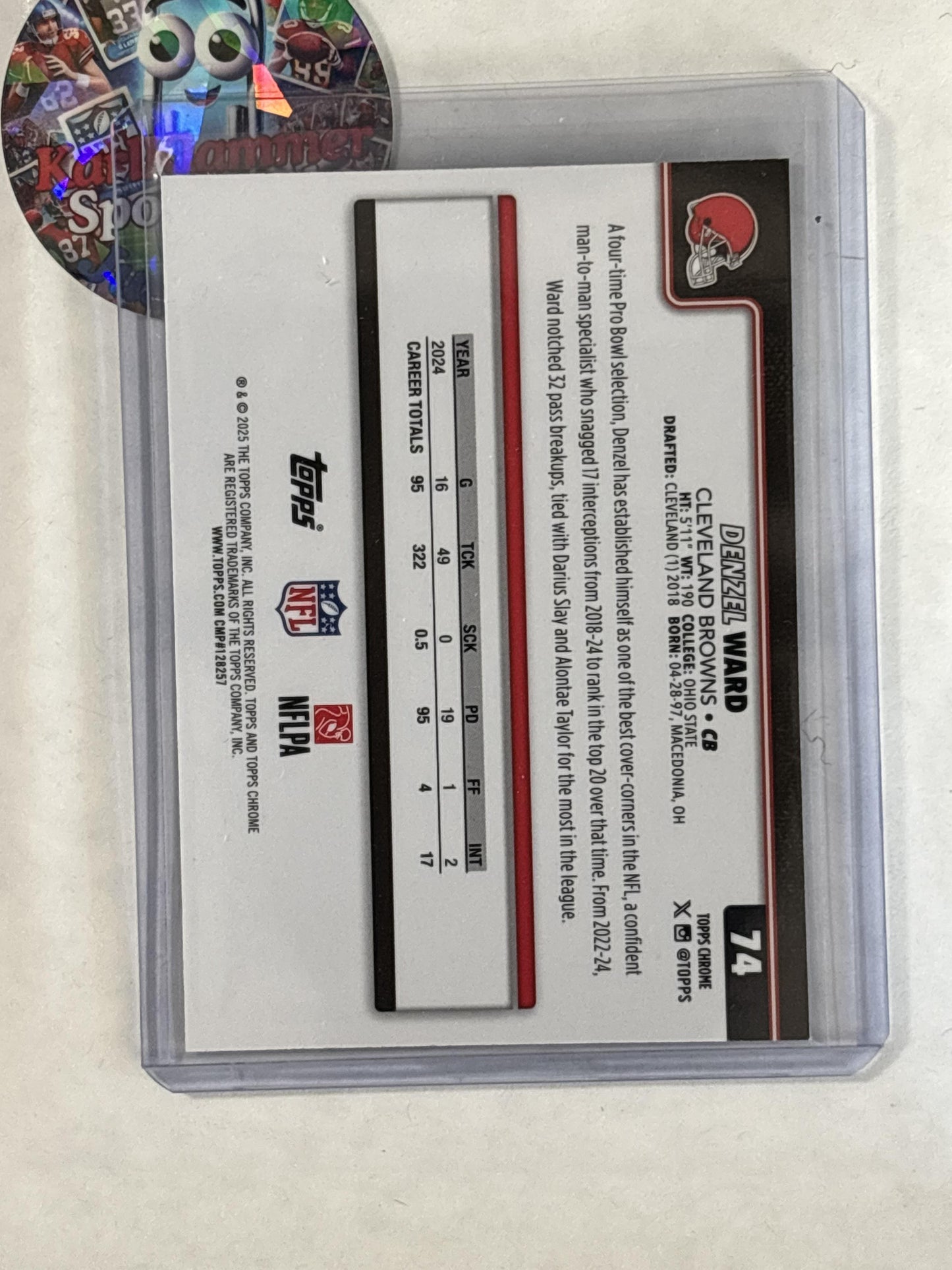 2025 Topps Chrome #74 Denzel Ward Neon Pulse Refractor Cleveland Browns