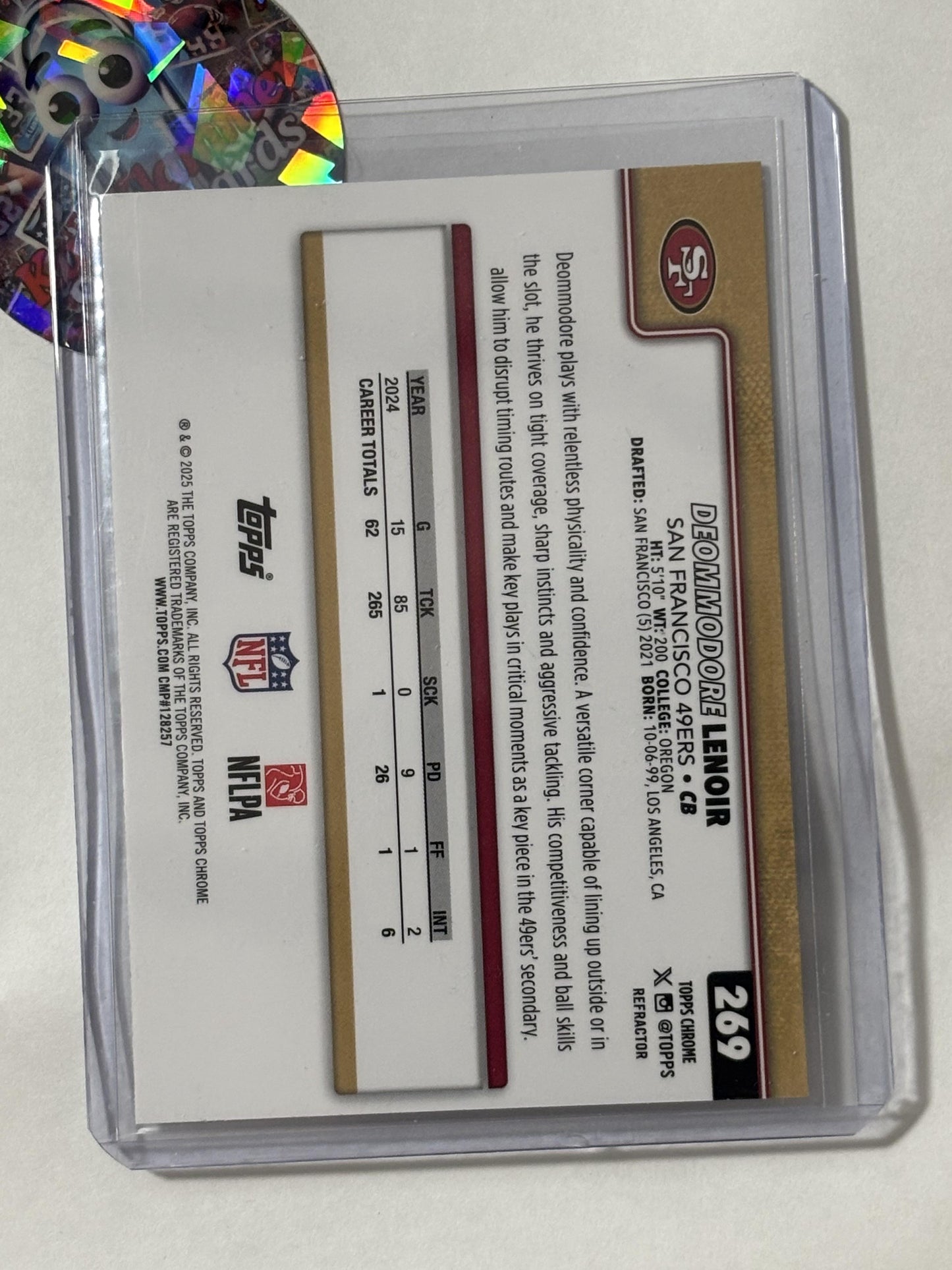 2025 Topps Chrome #269 Deommodore Lenoir Topps Refractor San Francisco 49ers