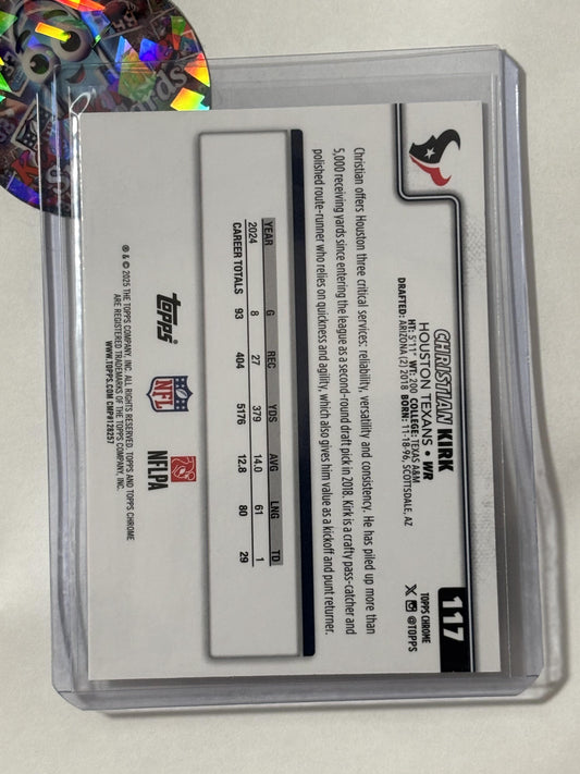 2025 Topps Chrome #117 Christian Kirk Ray Wave Refractor Houston Texans