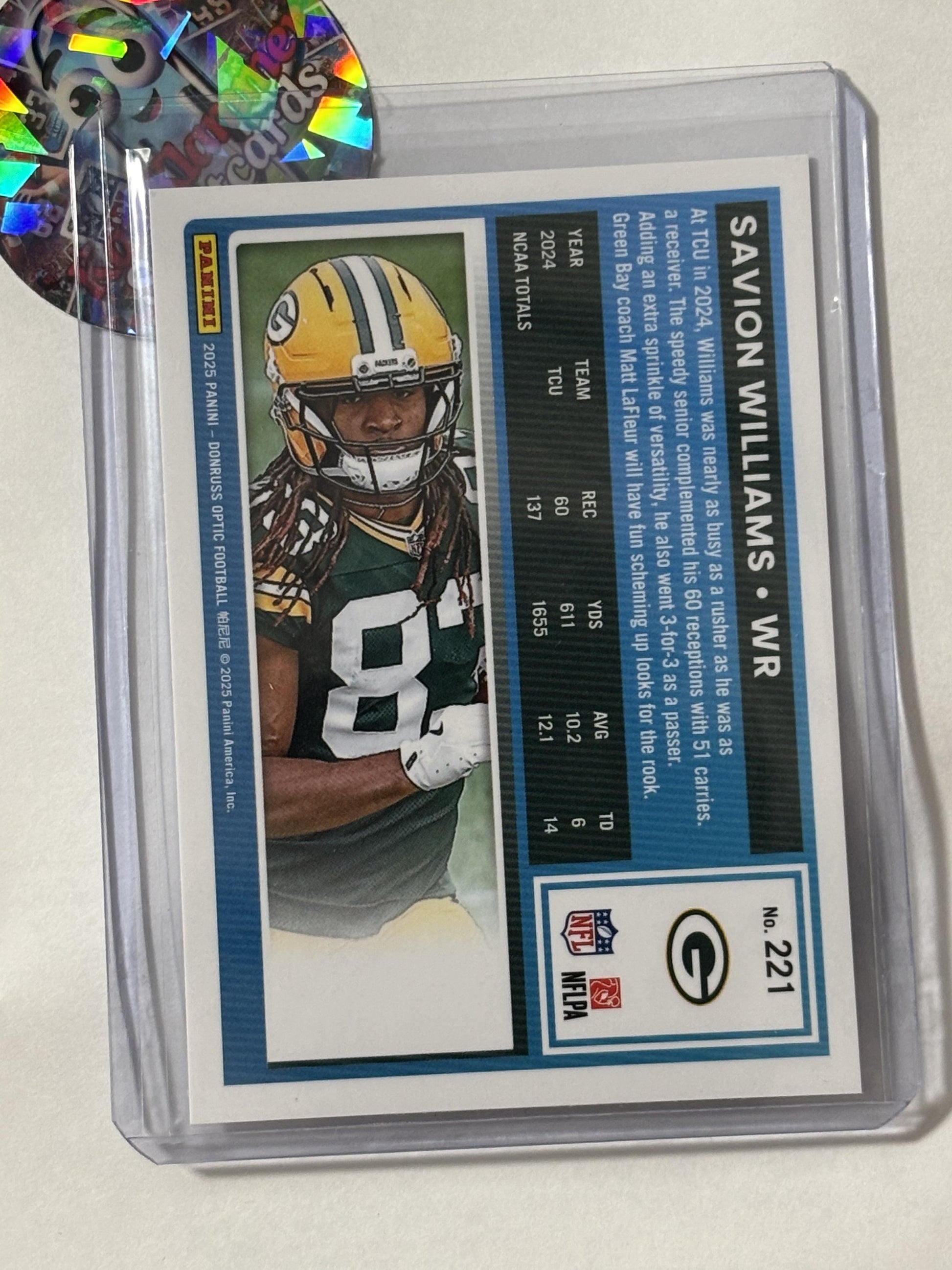 2025 Donruss Optic #221 Savion Williams Green Bay Packers RC