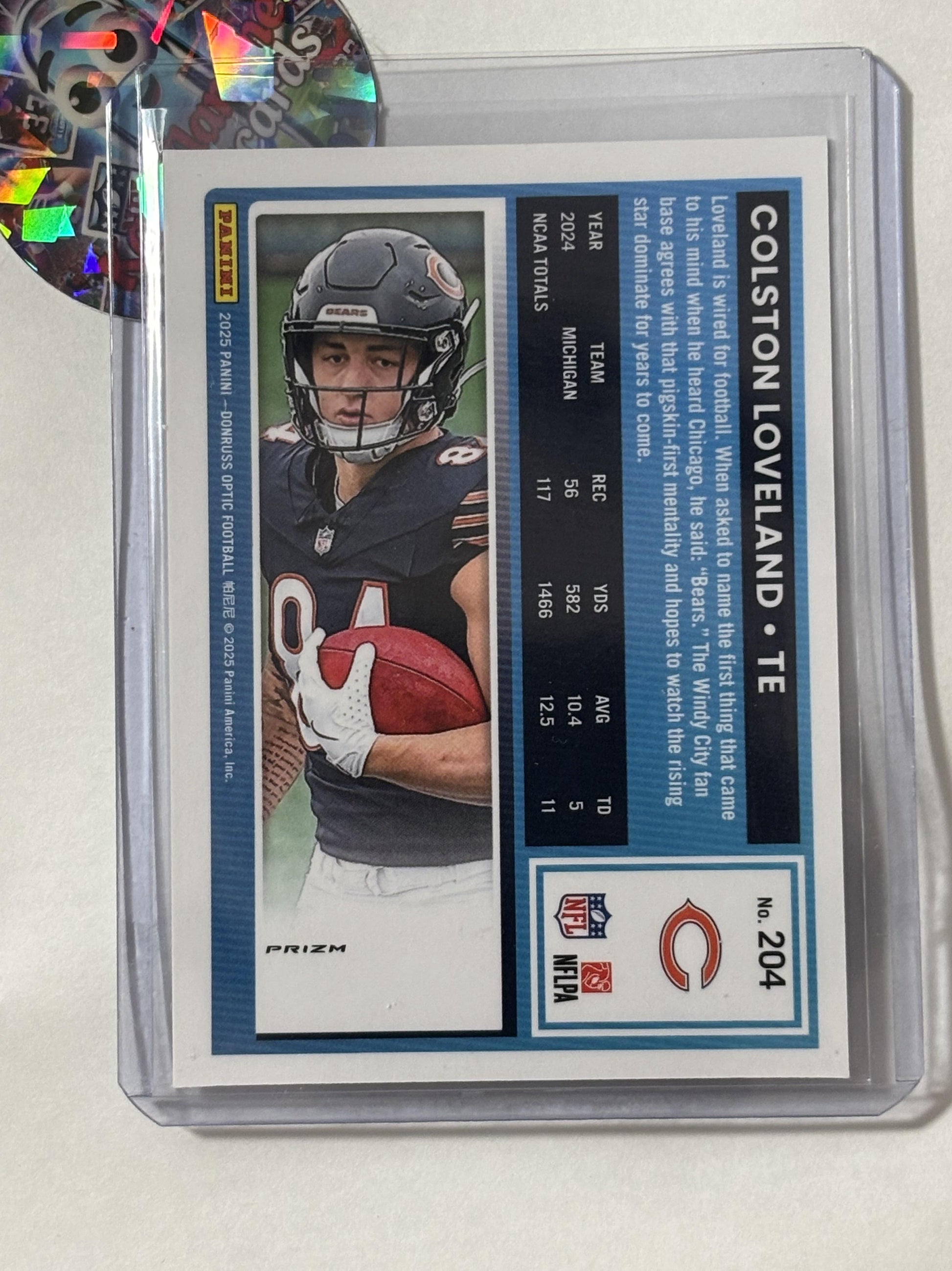 2025 Donruss Optic #204 Colston Loveland Purple Shock Chicago Bears RC