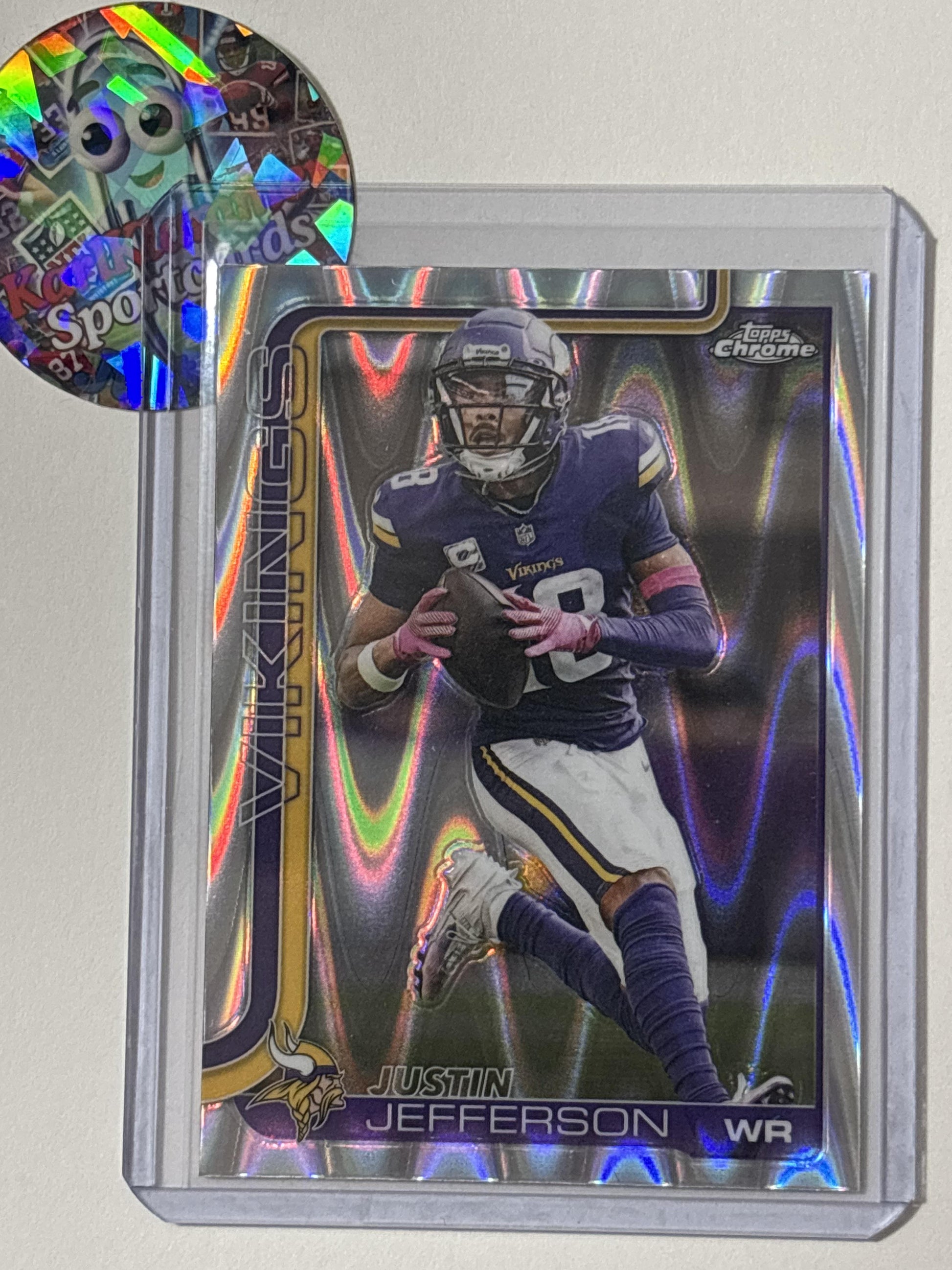 2025 Topps Chrome #195 Justin Jefferson Ray Wave Refractor Minnesota Vikings