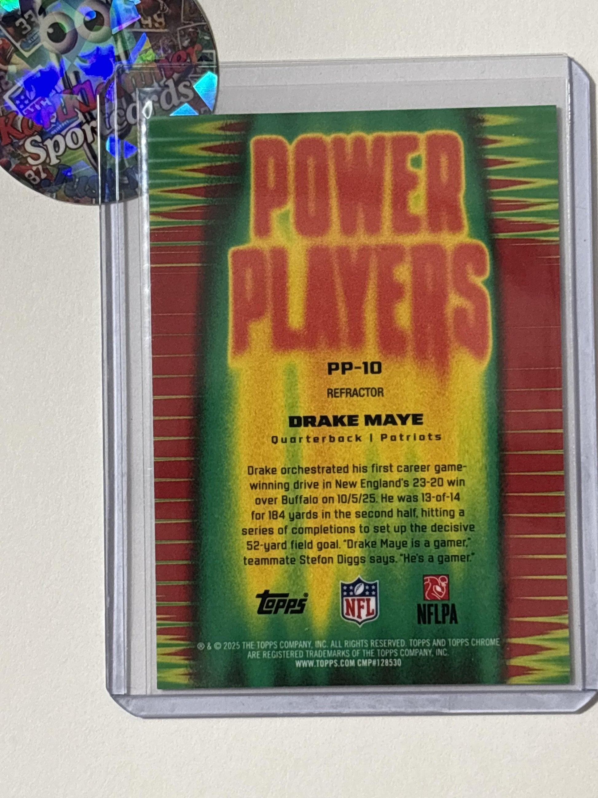 2025 Topps Chrome #PP-10 Drake Maye Power Players Refractor New England Patriots