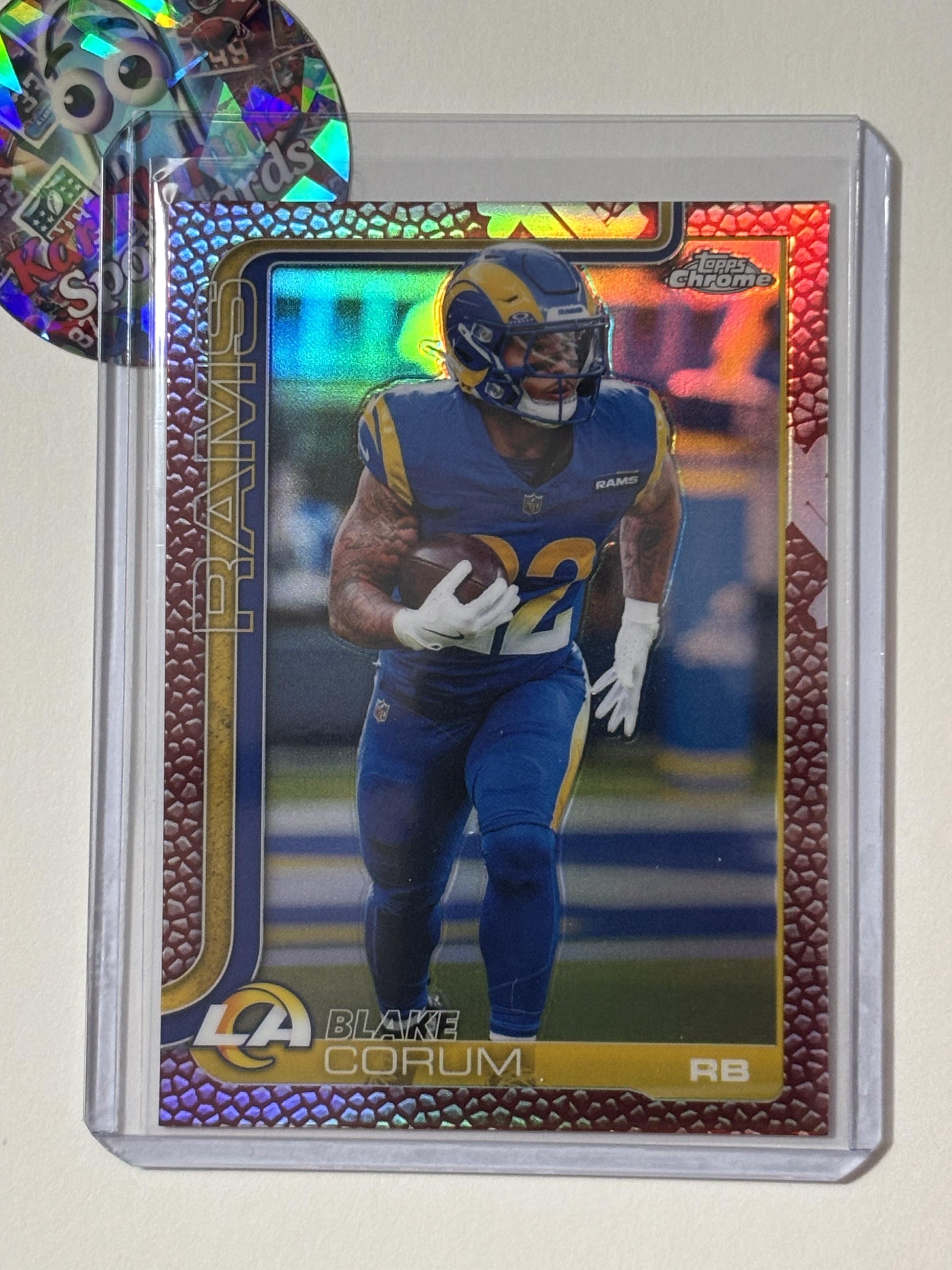 2025 Topps Chrome #171 Blake Corum Football Leather Refractor Los Angeles Rams