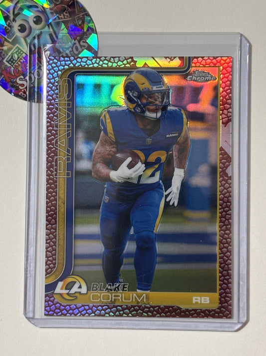 2025 Topps Chrome #171 Blake Corum Football Leather Refractor Los Angeles Rams